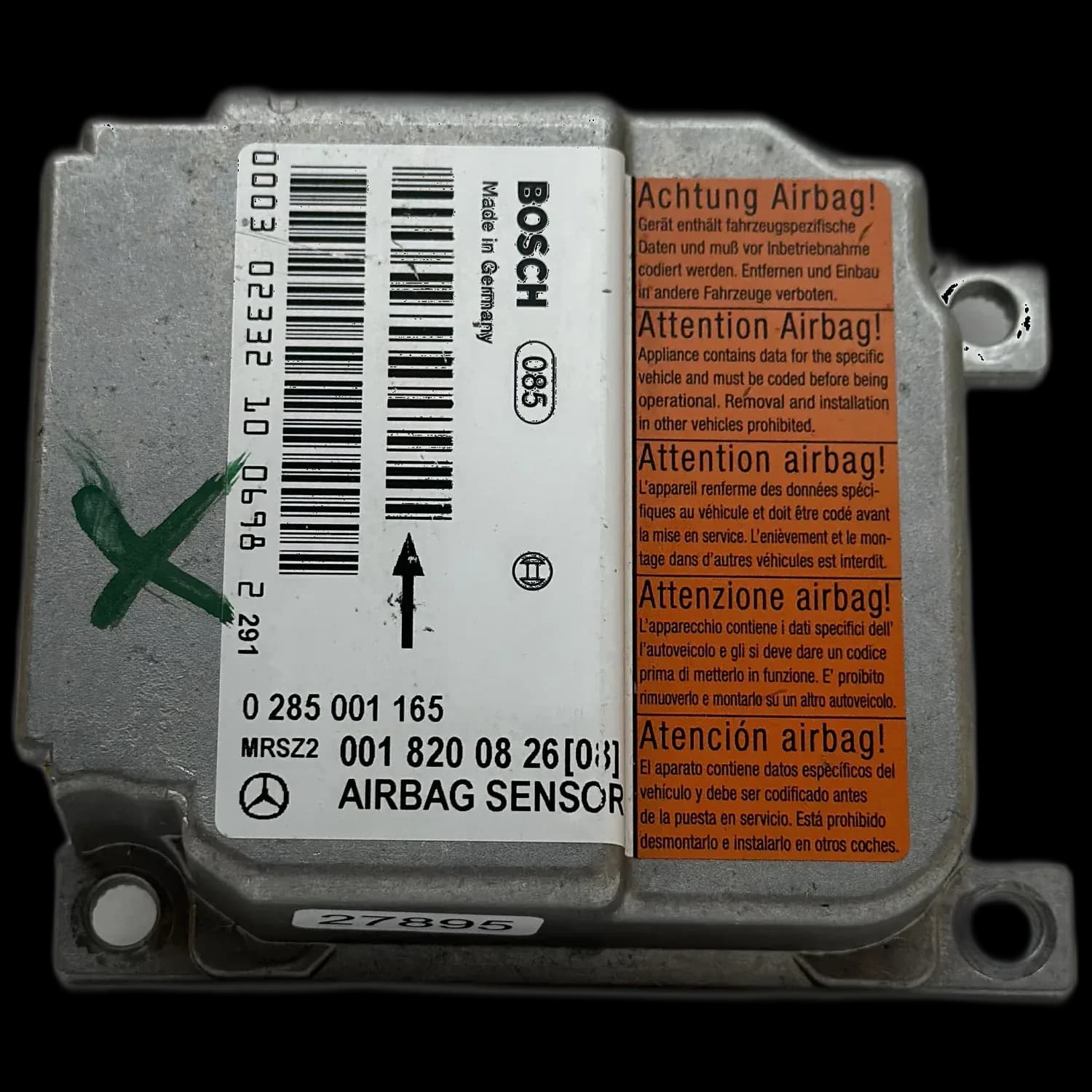 Sterownik poduszek powietrznych A 001 820 08 26 (03), Etykieta