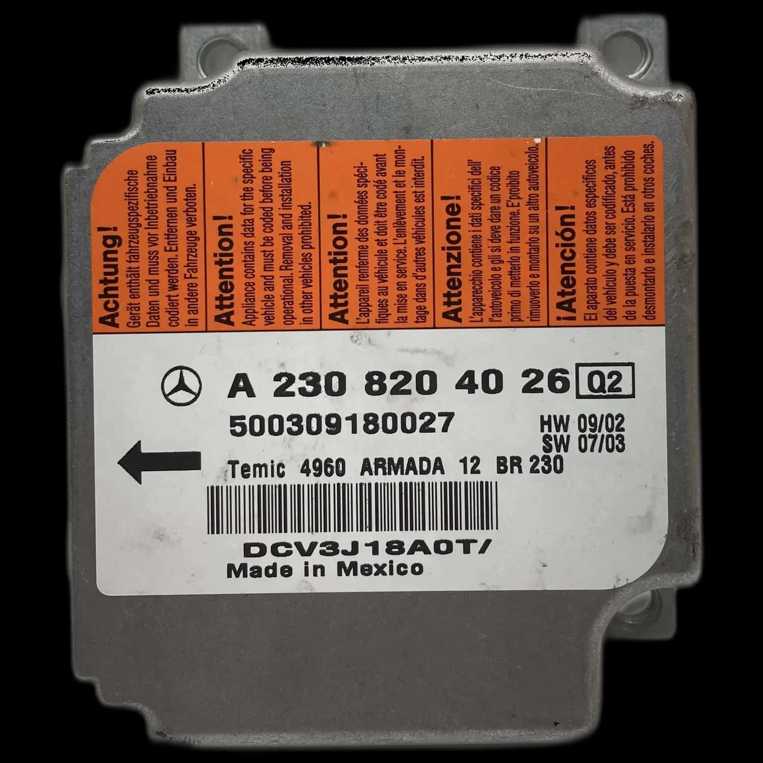 Mercedes-Benz SL-Klasse R230 Kabriolet Naprawa sterownika poduszek powietrznych