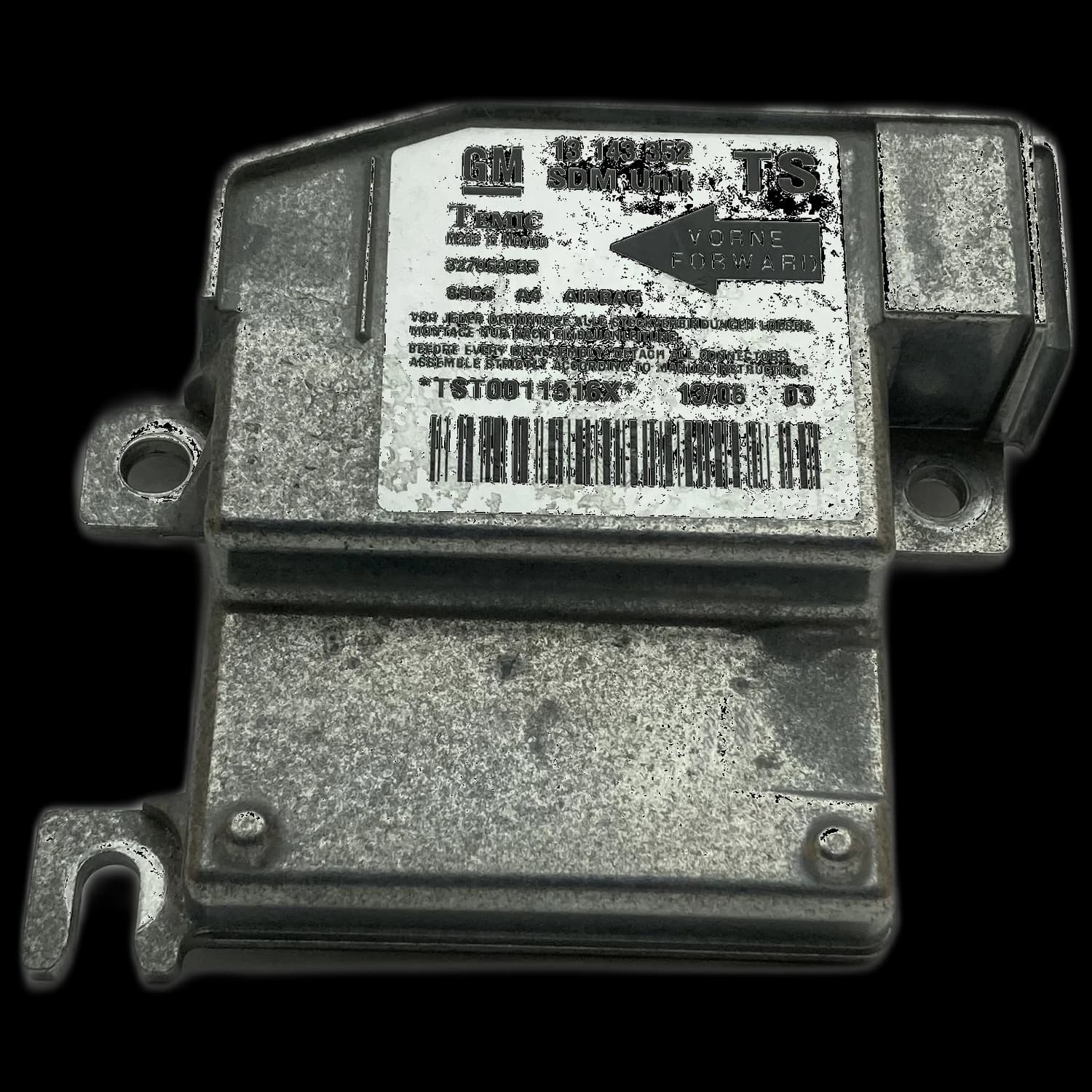 Sterownik poduszek powietrznych 13 143 352 TS, Etykieta