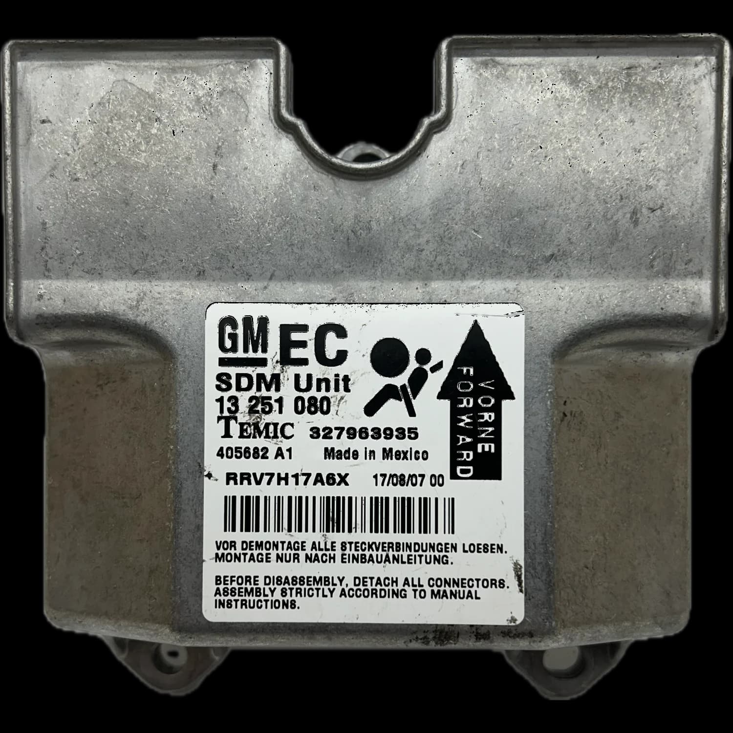 Sterownik poduszek powietrznych 13 251 080 EC, Etykieta