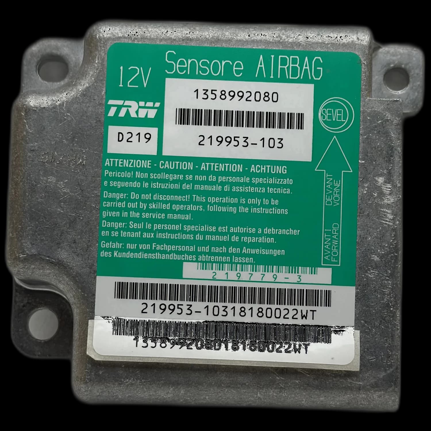 Sterownik poduszek powietrznych 01358992080, Etykieta