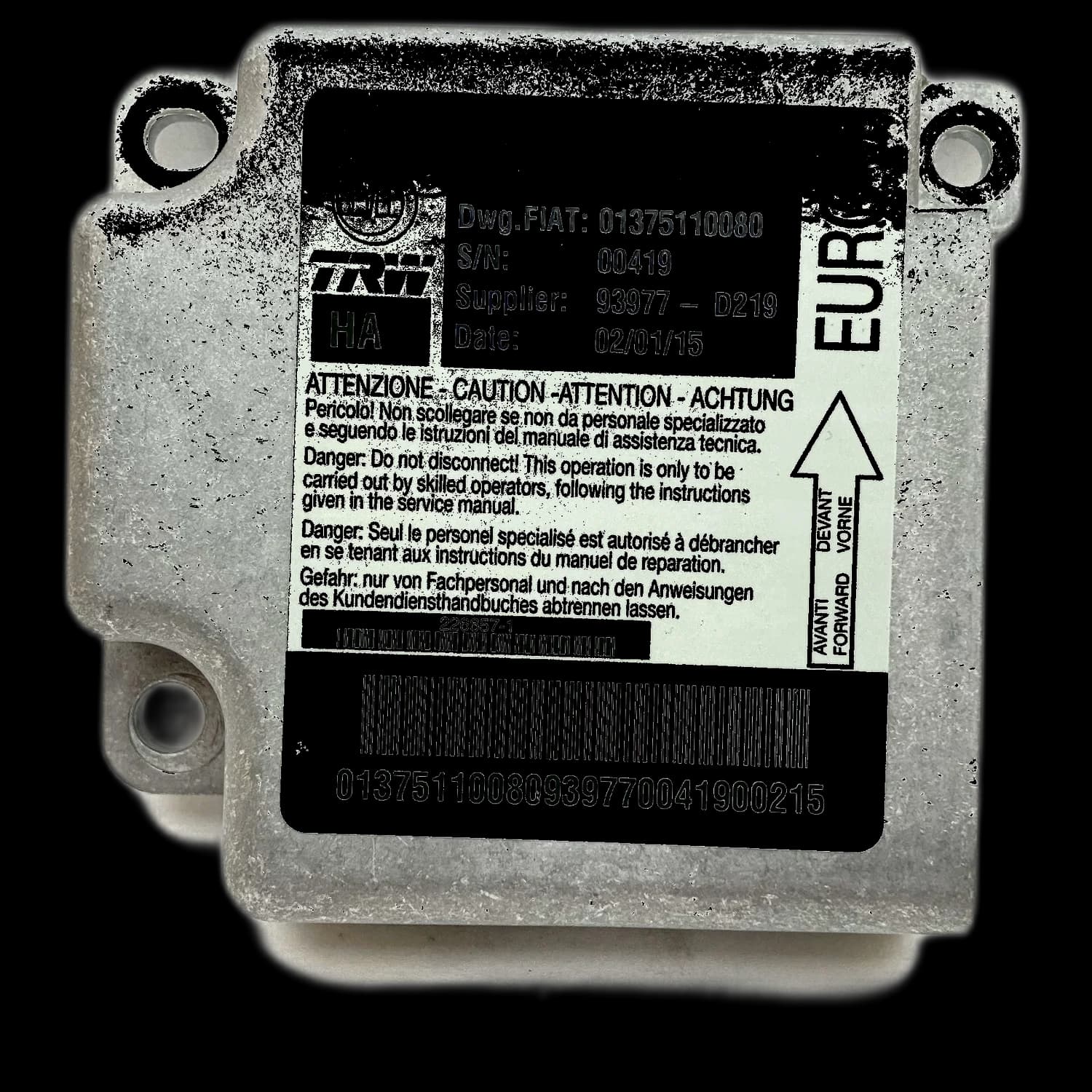 Sterownik poduszek powietrznych 01375110080, Etykieta