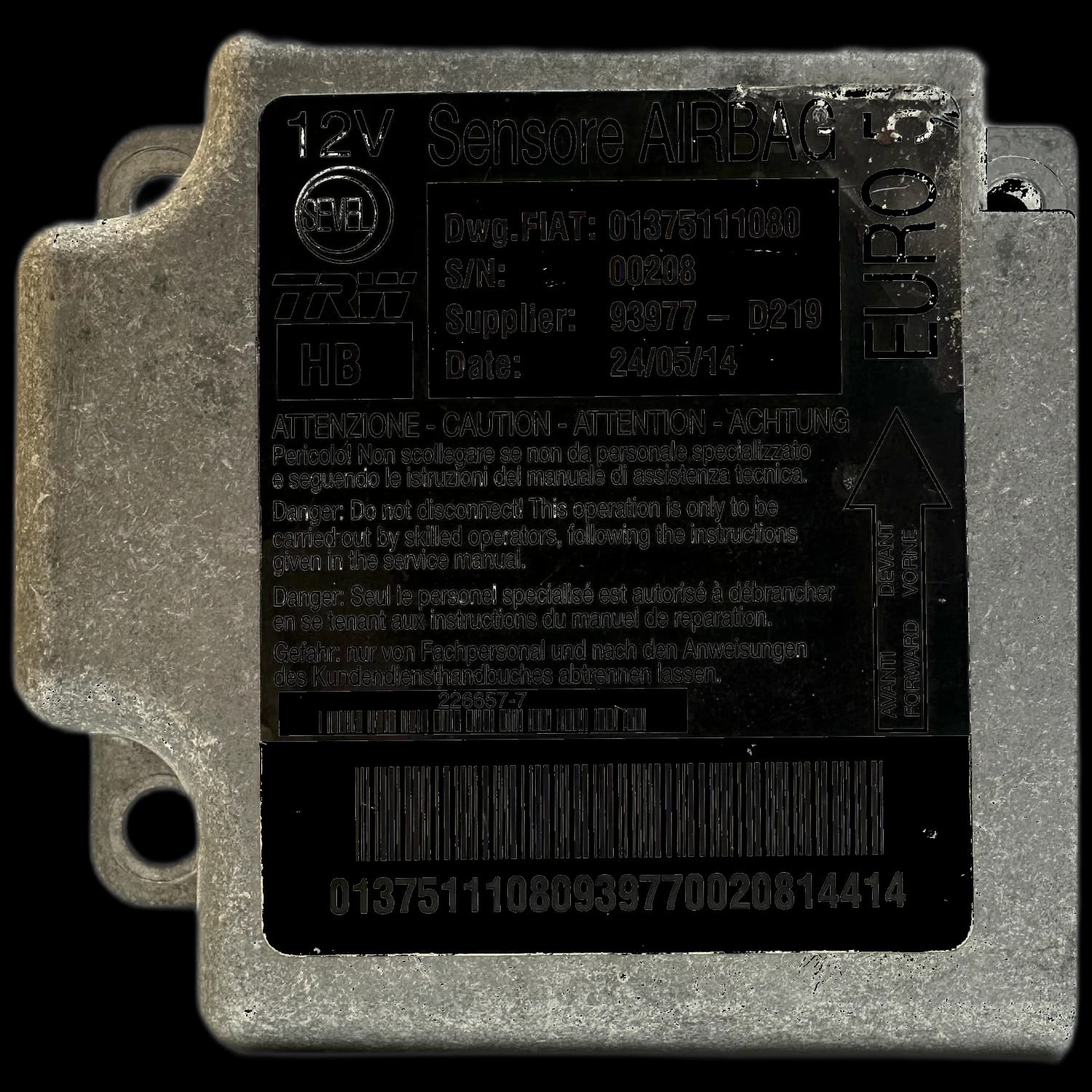 Sterownik poduszek powietrznych 01375111080, Etykieta