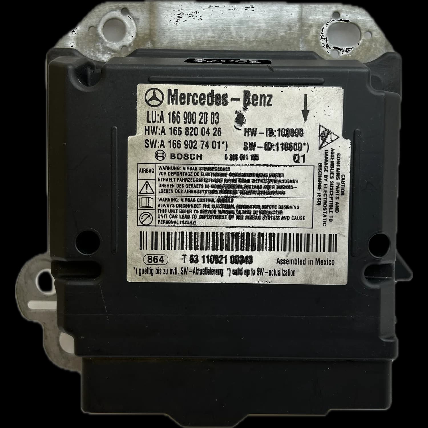 Sterownik poduszek powietrznych A1669002003, Etykieta