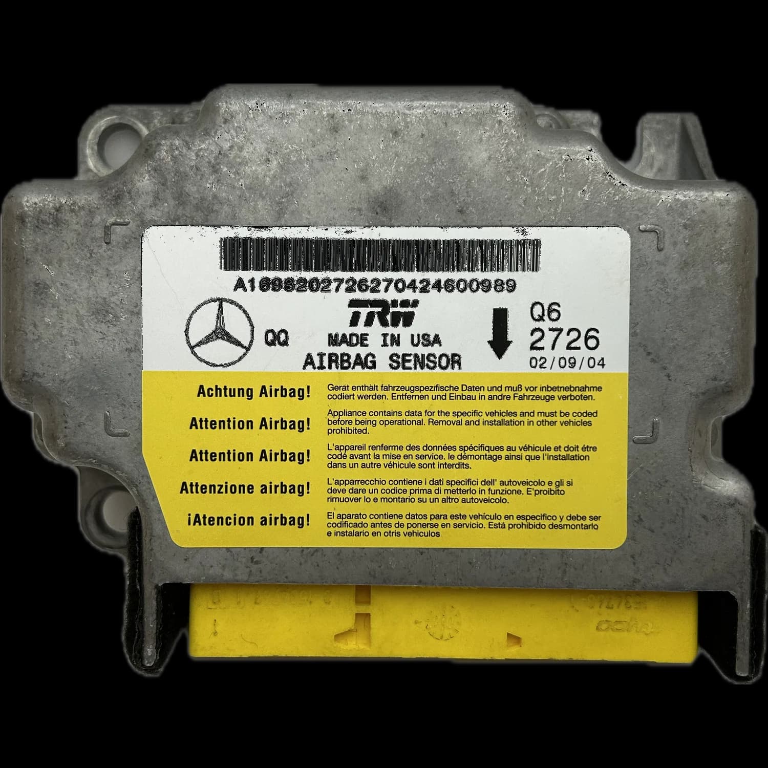 Sterownik poduszek powietrznych A1698202726, Etykieta