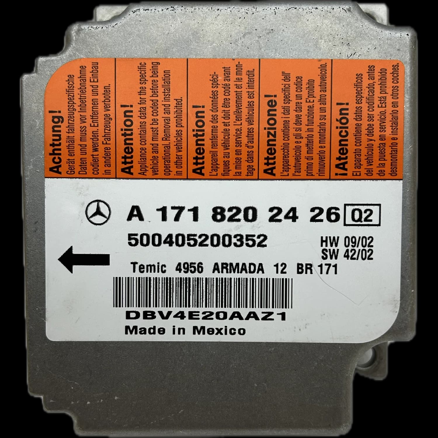 Sterownik poduszek powietrznych A1718202426, Etykieta