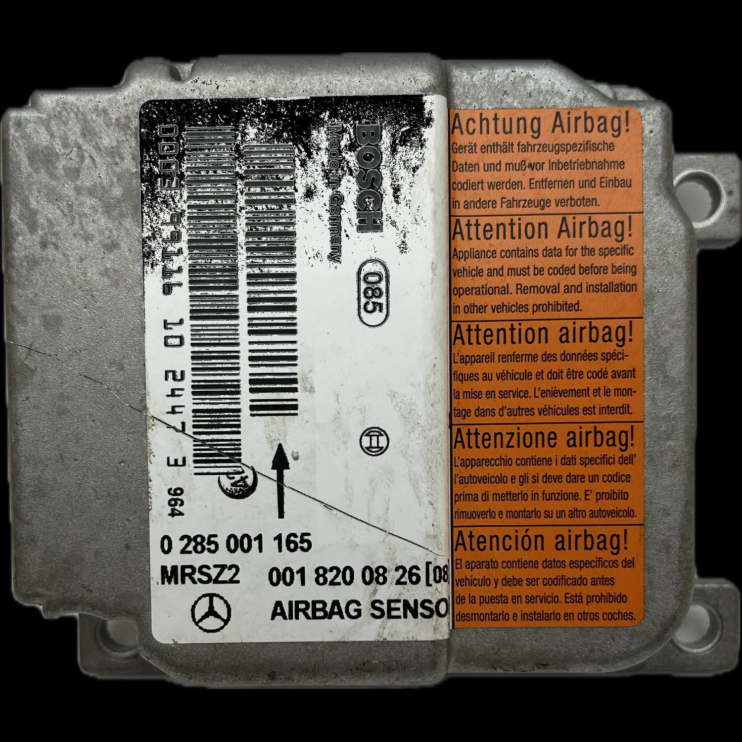 Sterownik poduszek powietrznych A 001 820 08 26 (08), Etykieta