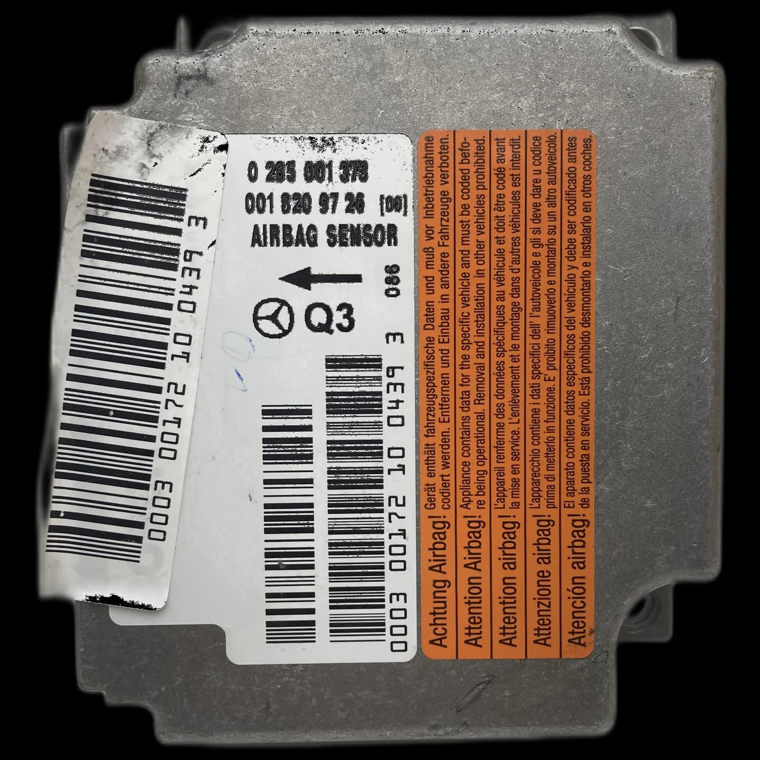 Sterownik poduszek powietrznych A 001 820 97 26 (00), Etykieta