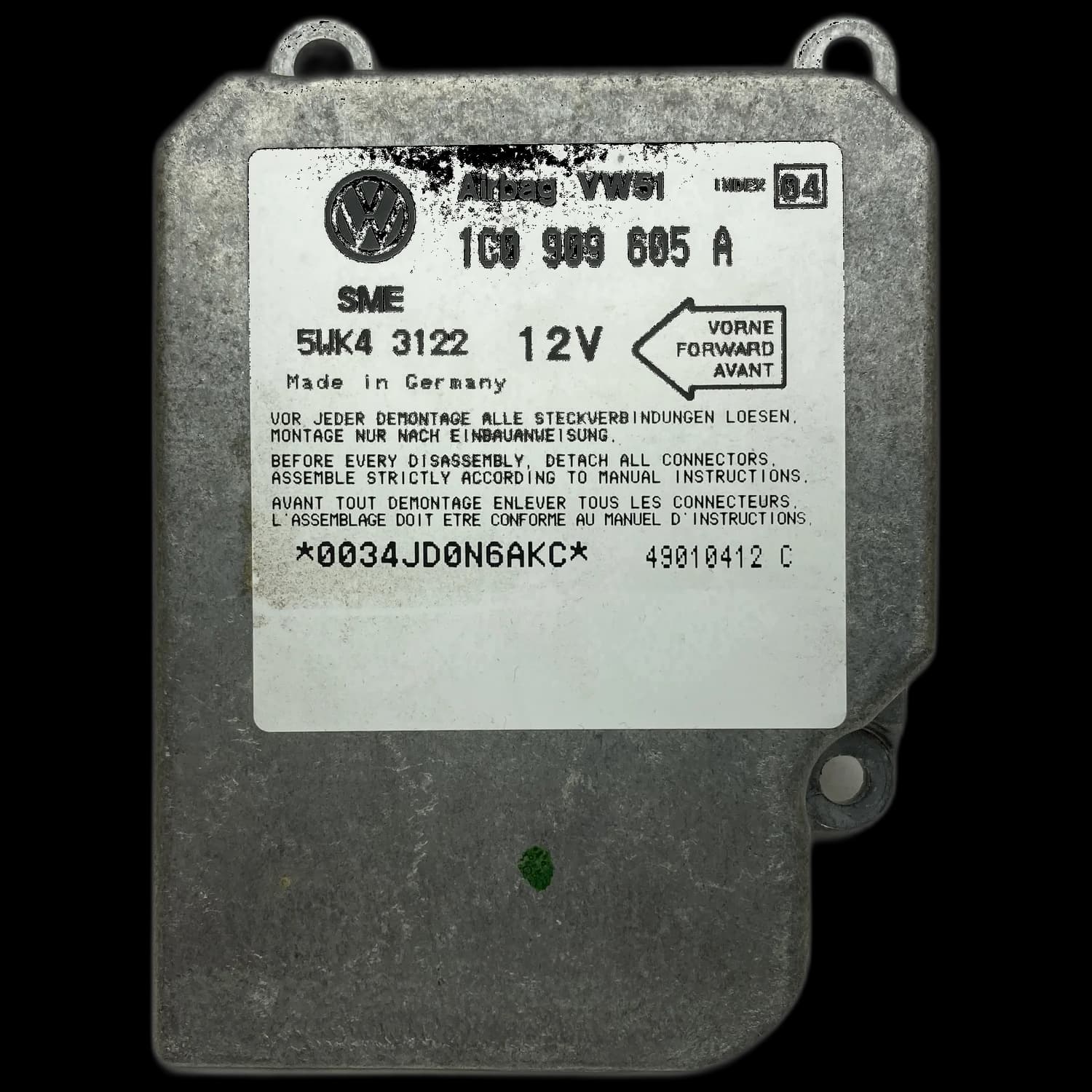 Sterownik poduszek powietrznych 1C0 909 605 A, Etykieta