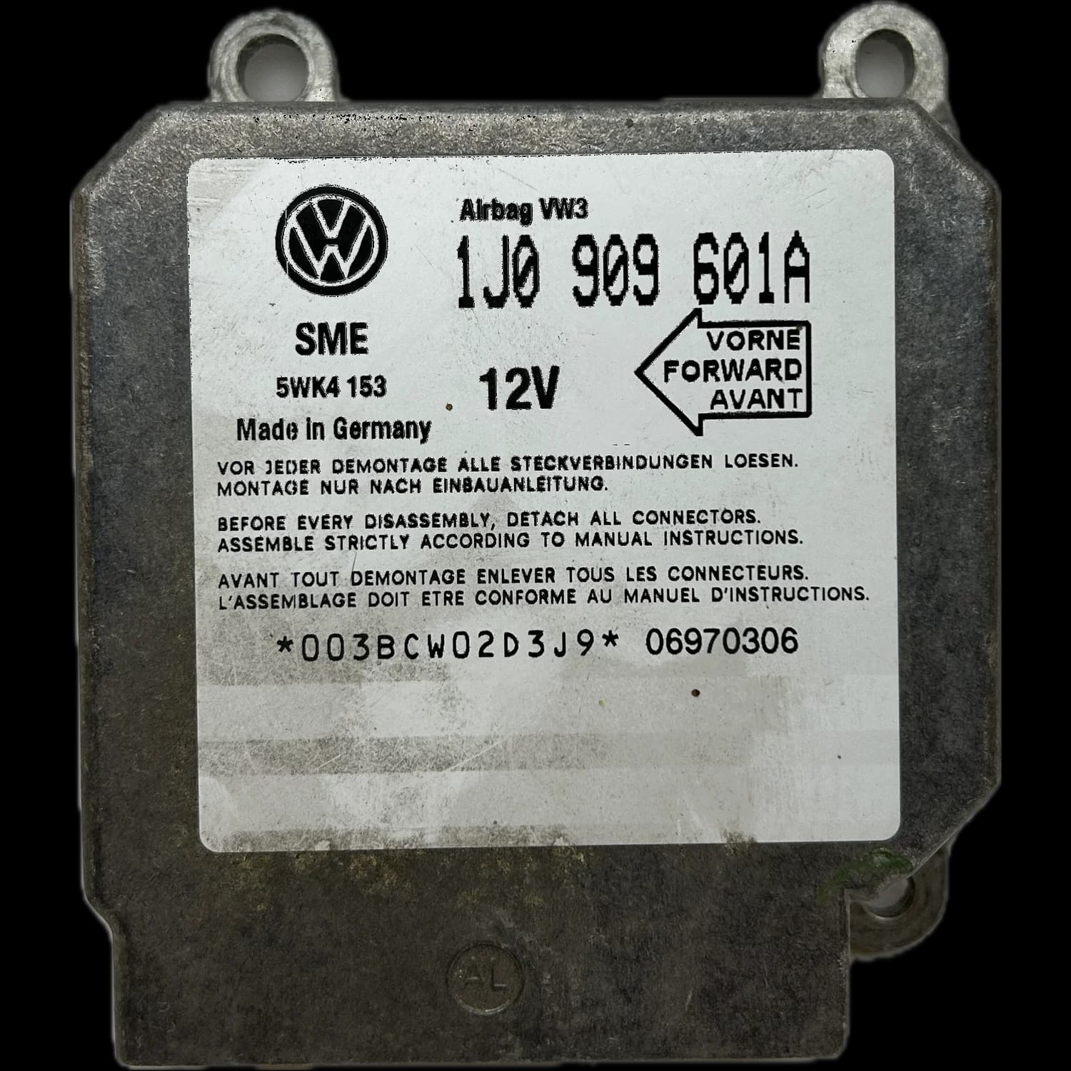 Sterownik poduszek powietrznych 1J0 909 601 A, Etykieta