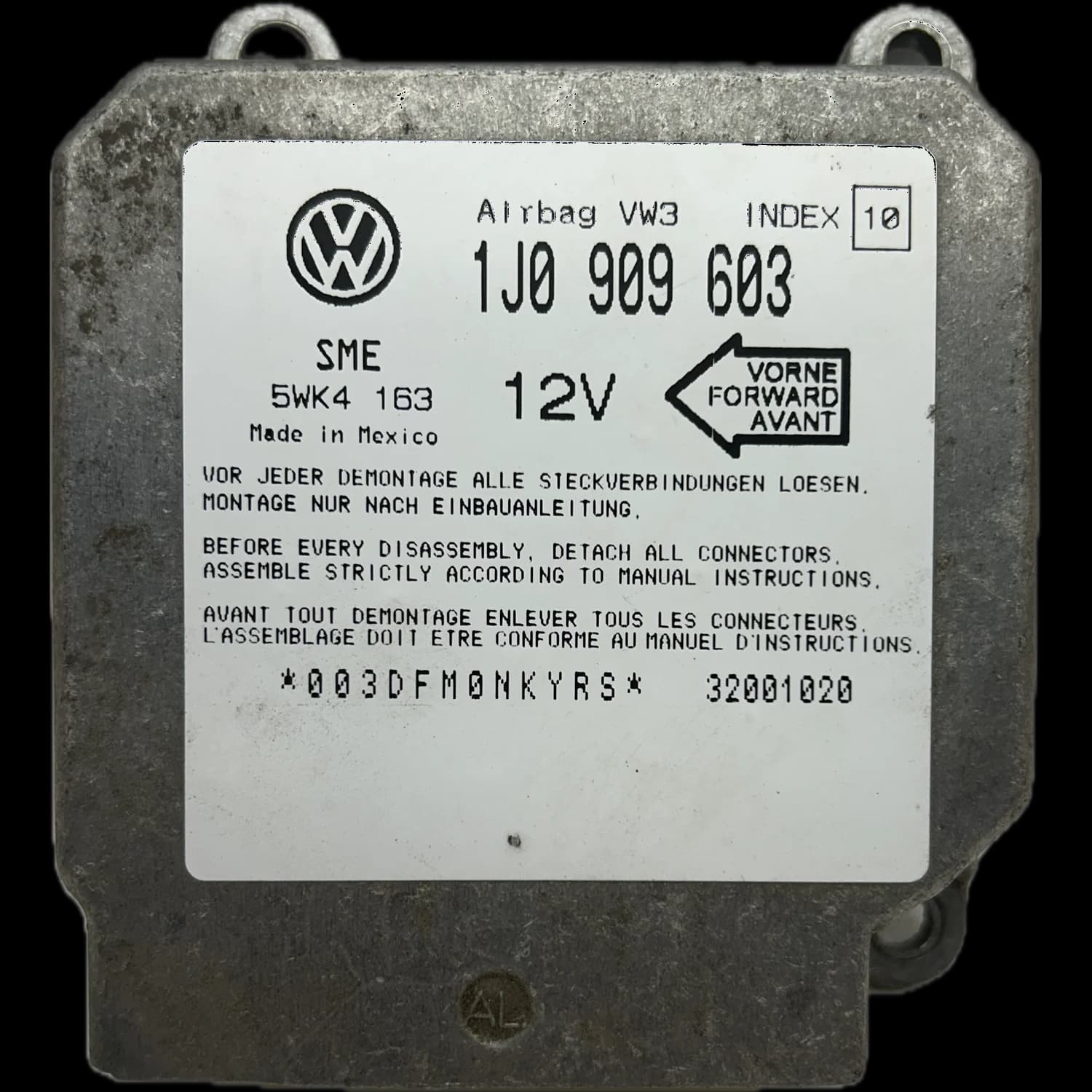 Sterownik poduszek powietrznych 1J0 909 603, Etykieta