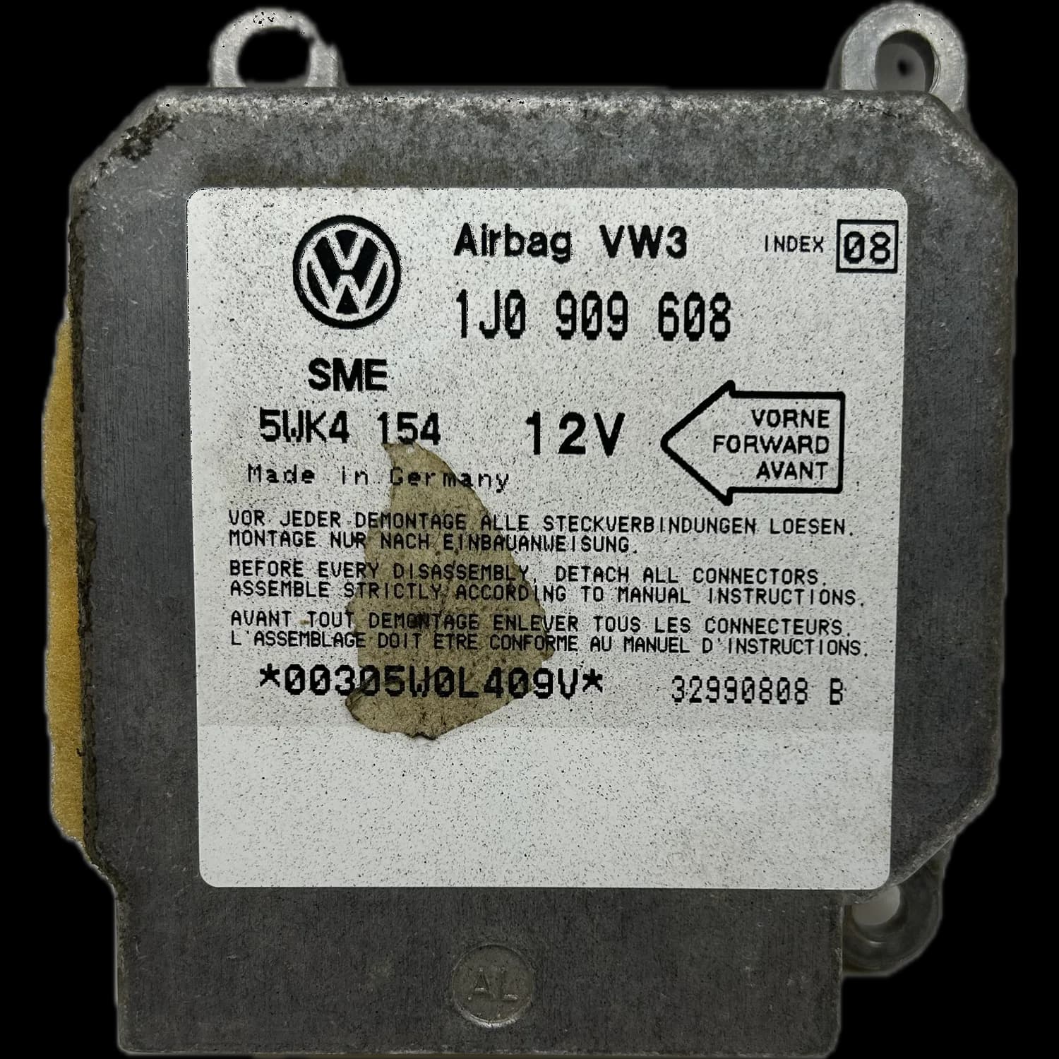 Sterownik poduszek powietrznych 1J0 909 608, Etykieta