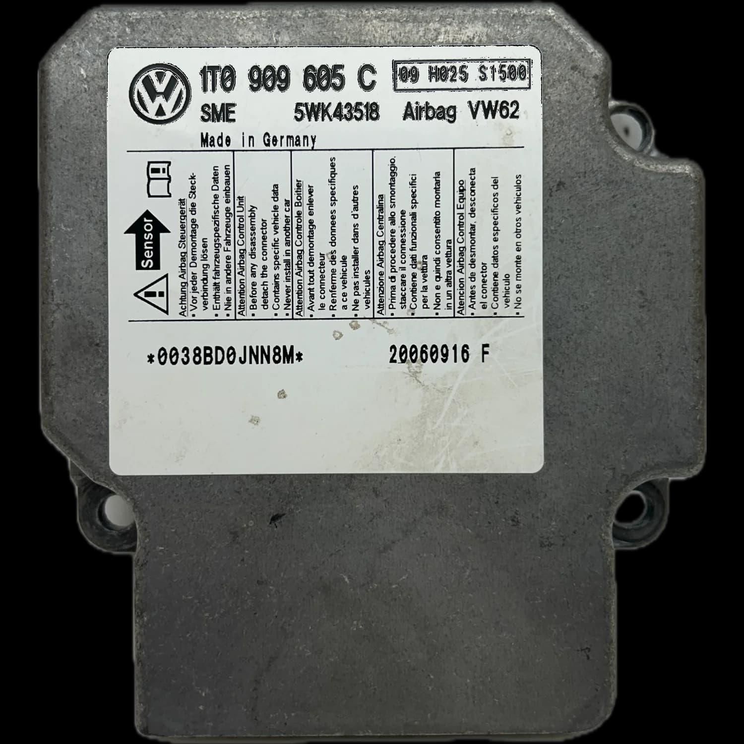 Sterownik poduszek powietrznych 1T0909605C, Etykieta