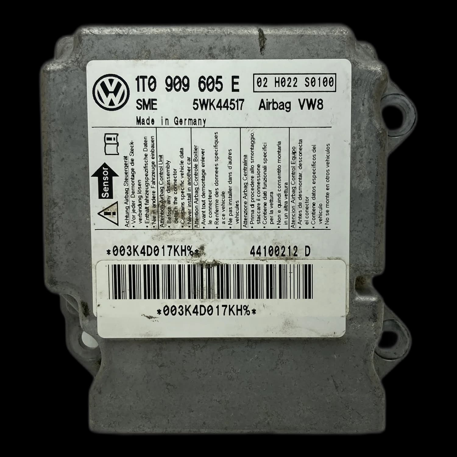 Sterownik poduszek powietrznych 1T0 909 605 E, Etykieta