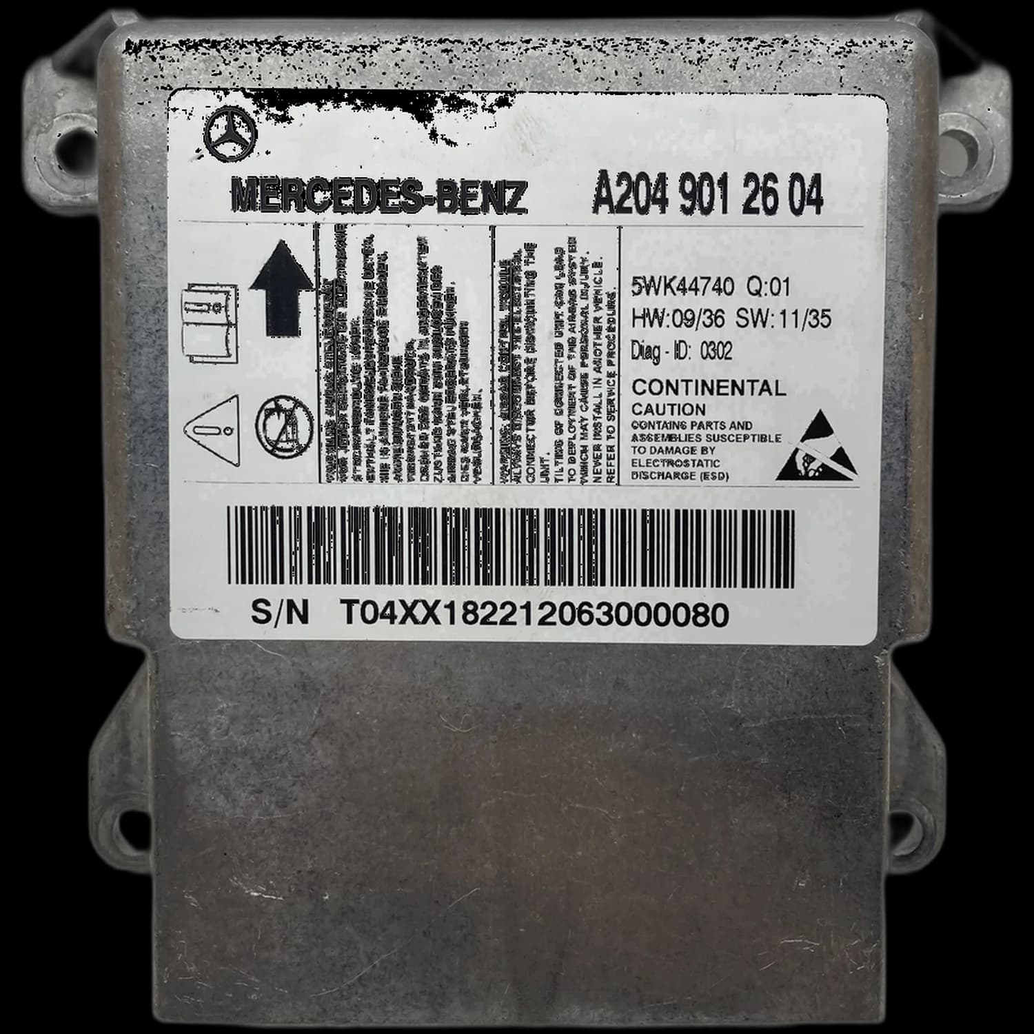 Sterownik poduszek powietrznych A204 901 26 04, Etykieta
