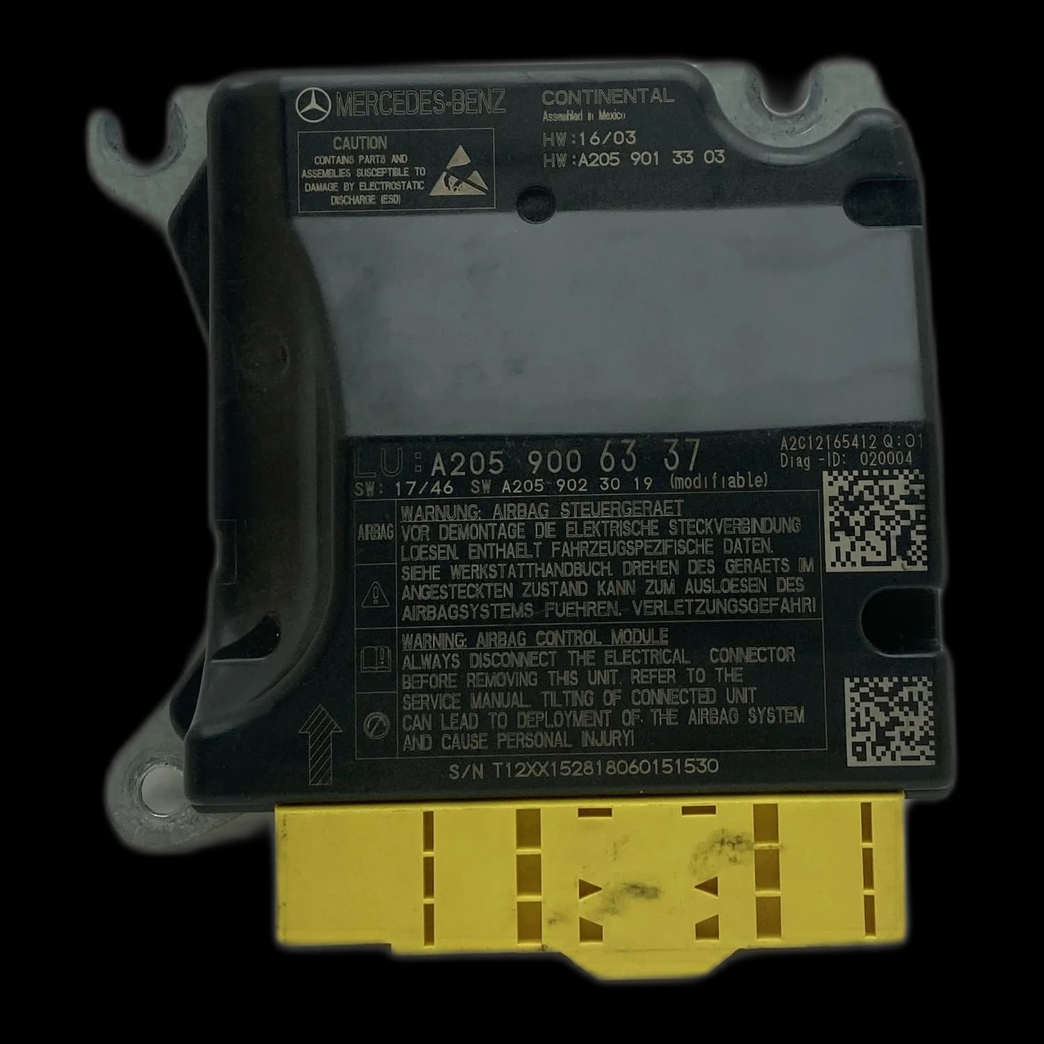 Sterownik poduszek powietrznych A205 900 63 37, Etykieta