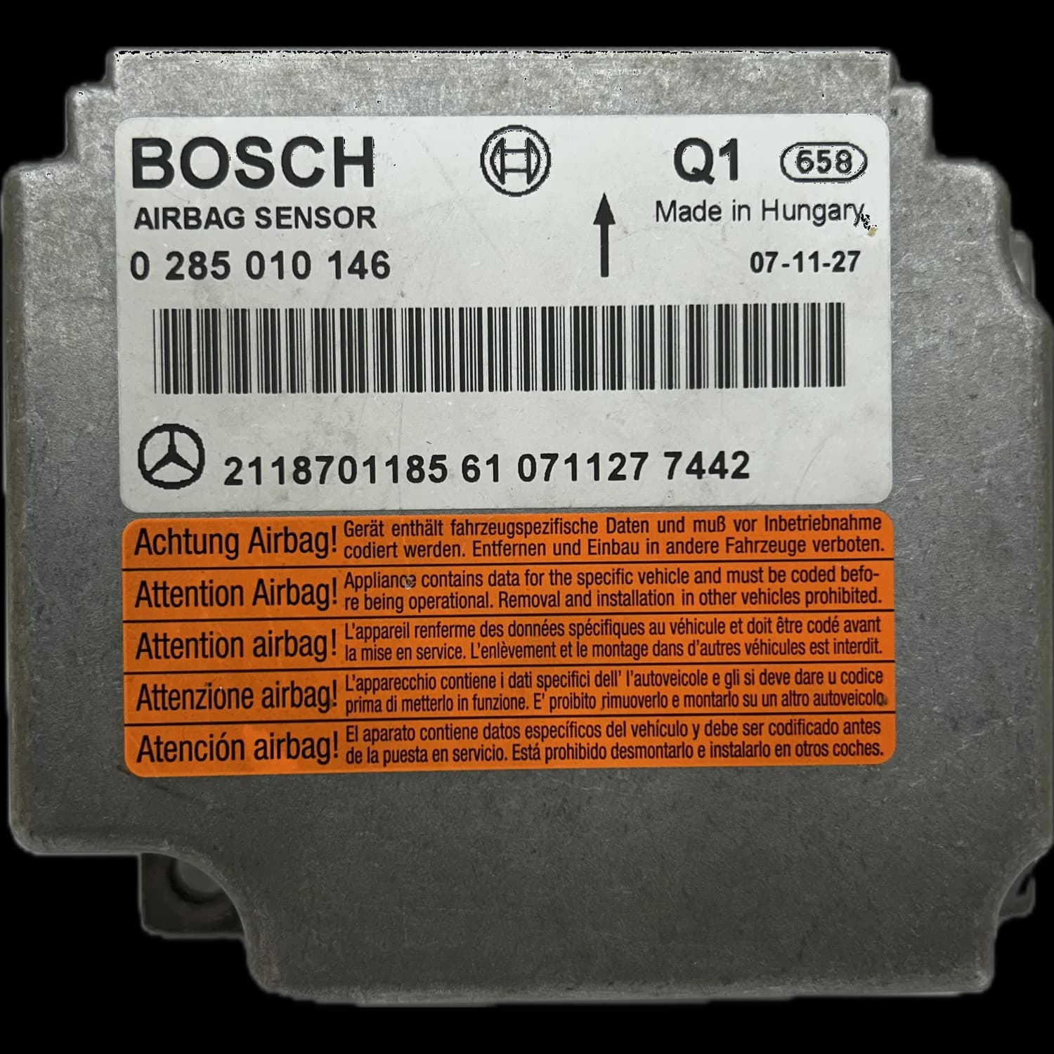 Sterownik poduszek powietrznych 2118701185, Etykieta