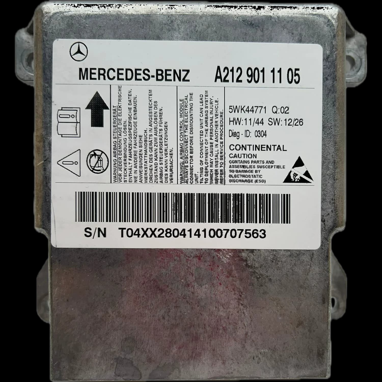Sterownik poduszek powietrznych A2129011105, Etykieta