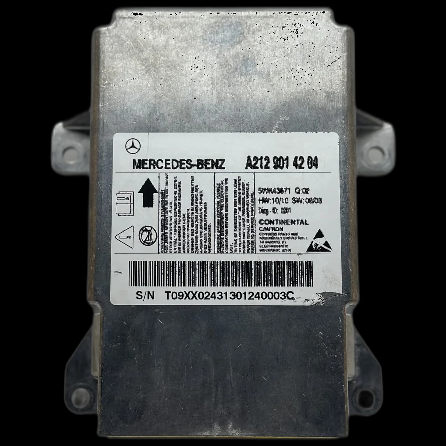 Sterownik poduszek powietrznych A212 901 42 04, Etykieta