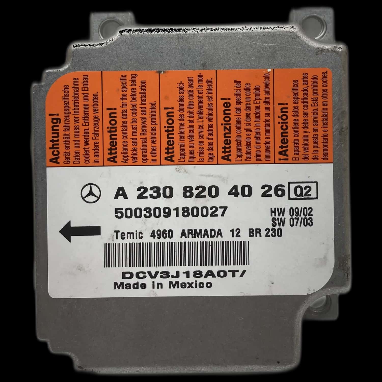 Mercedes-Benz SL-Klasse R230 Kabriolet Naprawa sterownika poduszek powietrznych