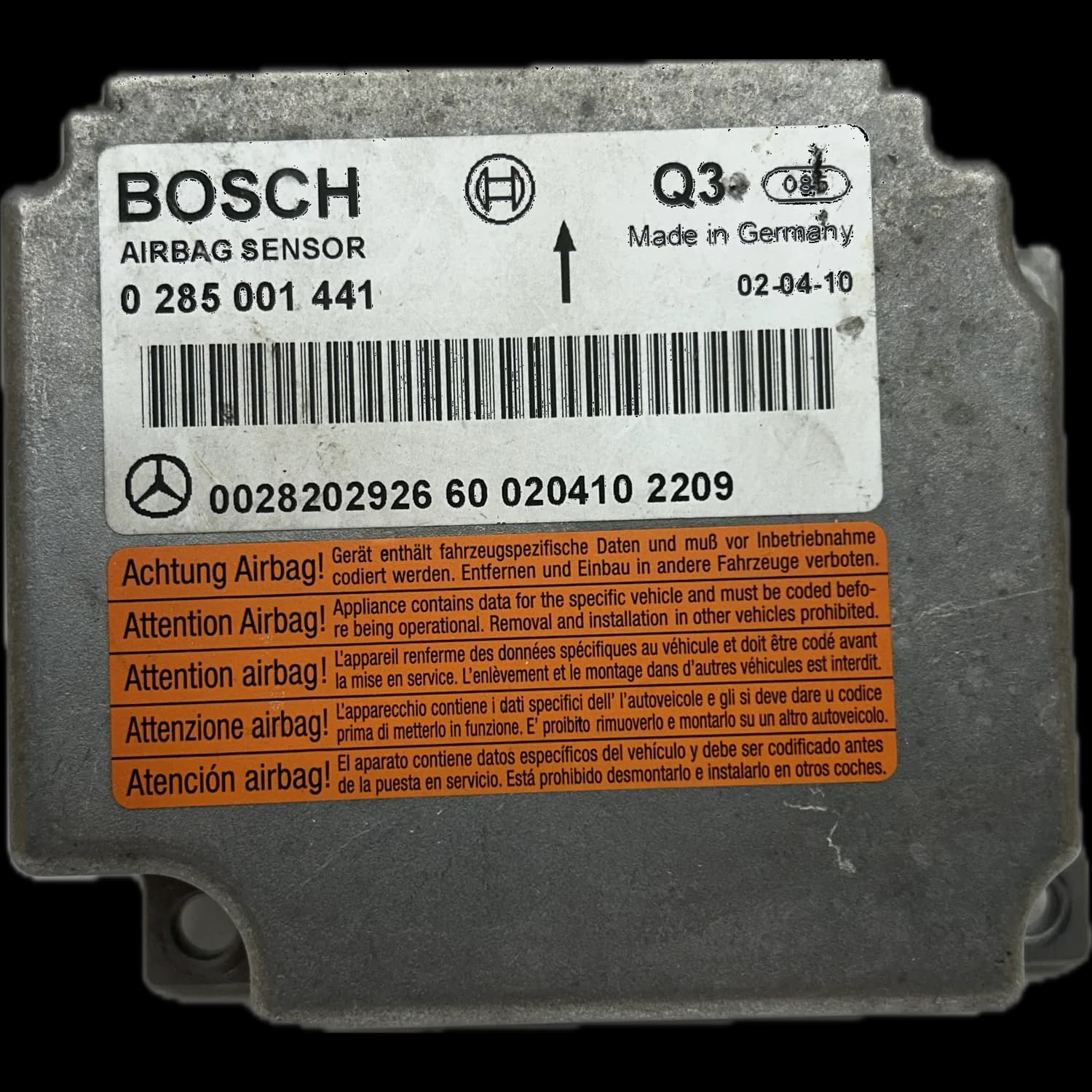 Sterownik poduszek powietrznych 0028202926, Etykieta