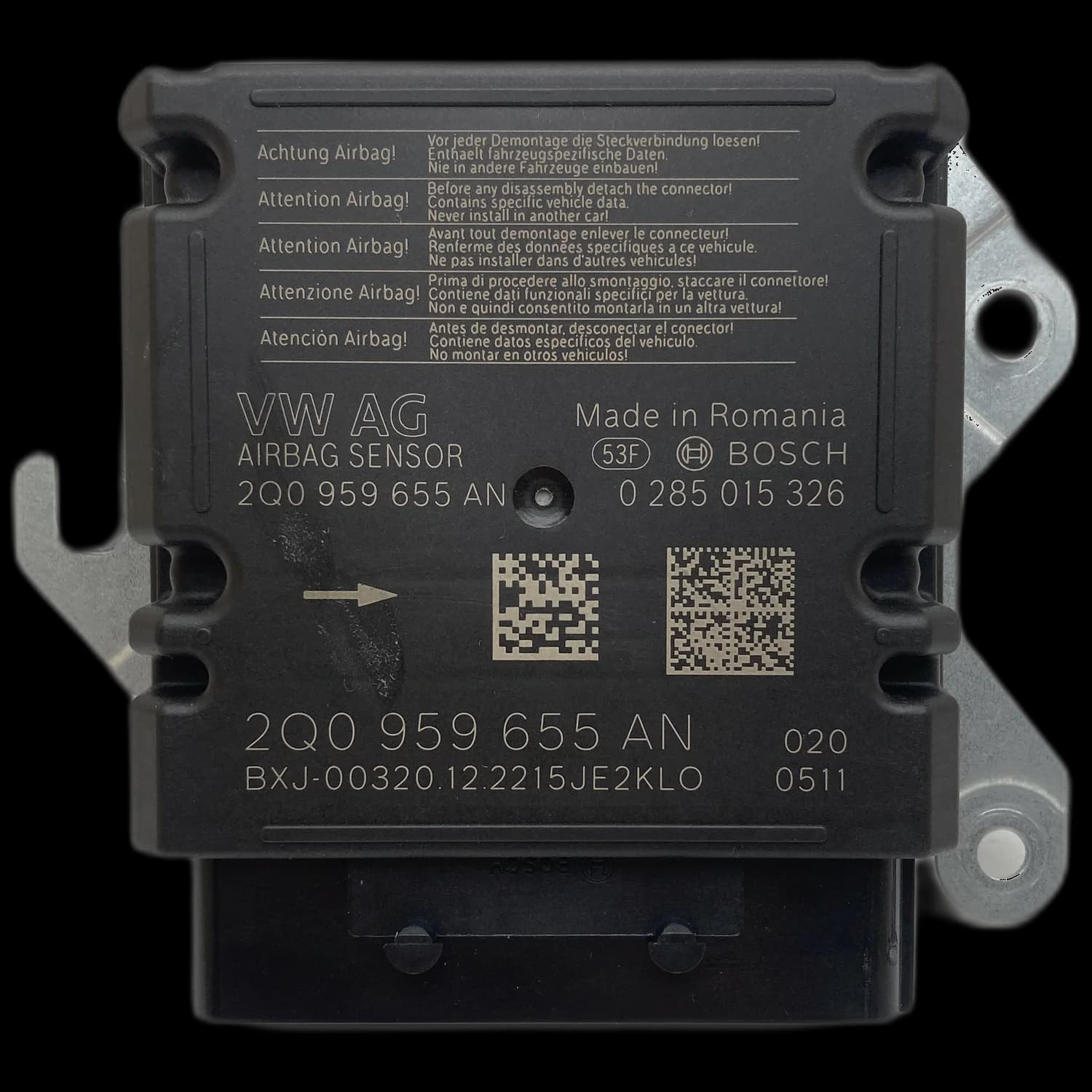 Sterownik poduszek powietrznych 2Q0 959 655 AN, Etykieta