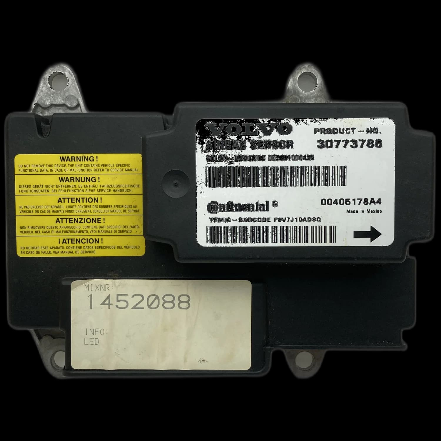 Sterownik poduszek powietrznych 30773786, Etykieta
