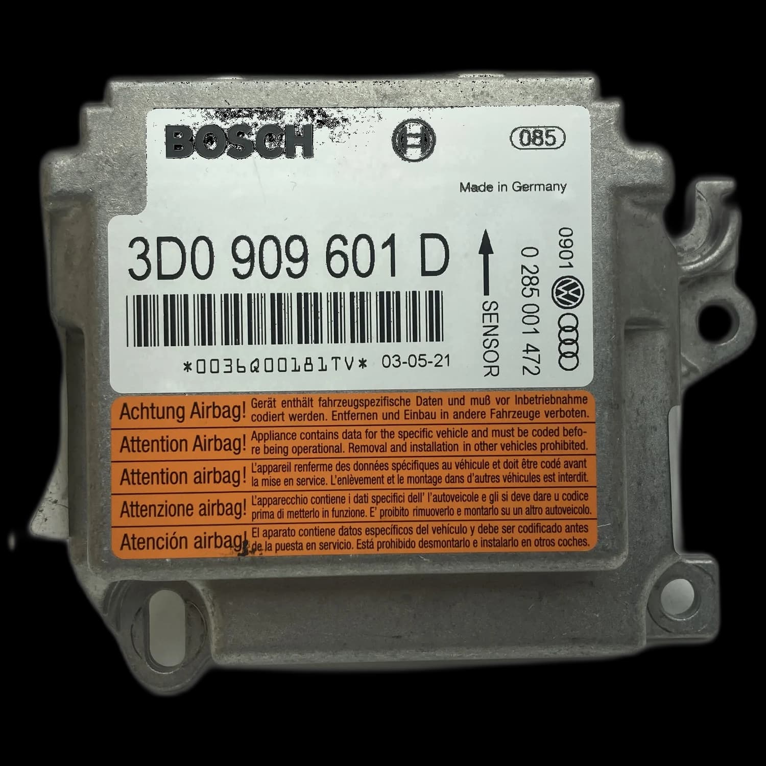 Sterownik poduszek powietrznych 3D0 909 601 D, Etykieta