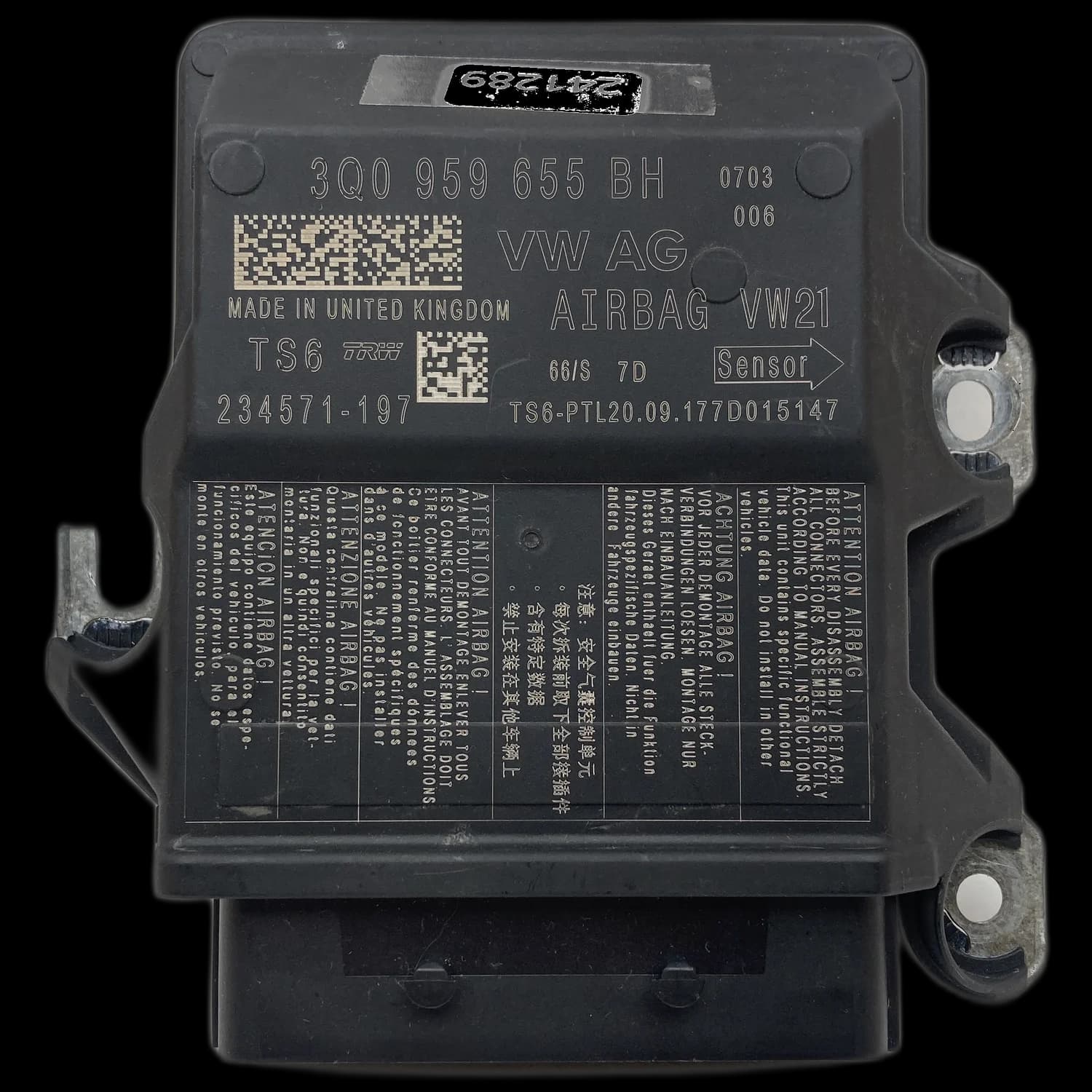 Sterownik poduszek powietrznych 3Q0 959 655 BH, Etykieta