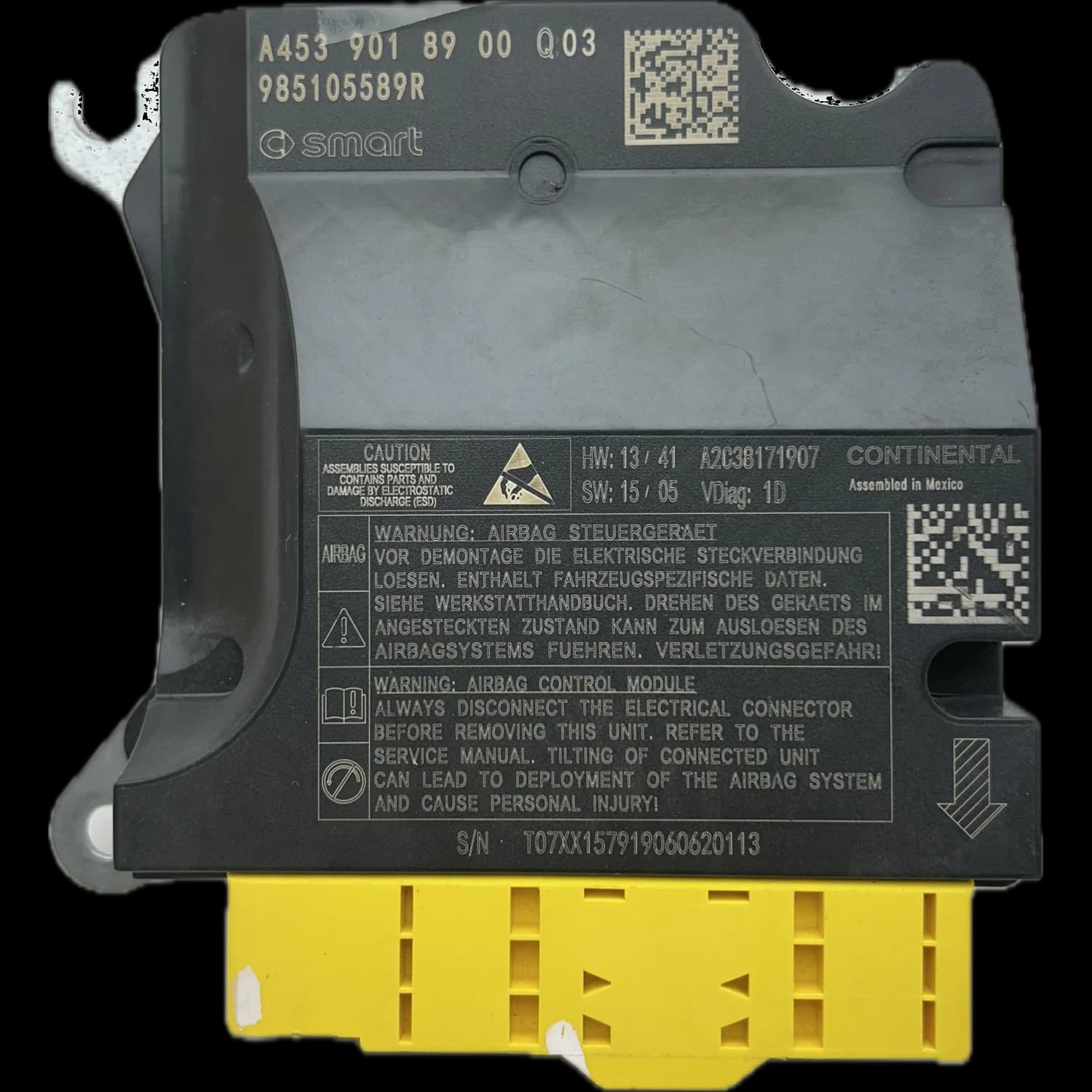 Sterownik poduszek powietrznych A453 901 89 00, Etykieta