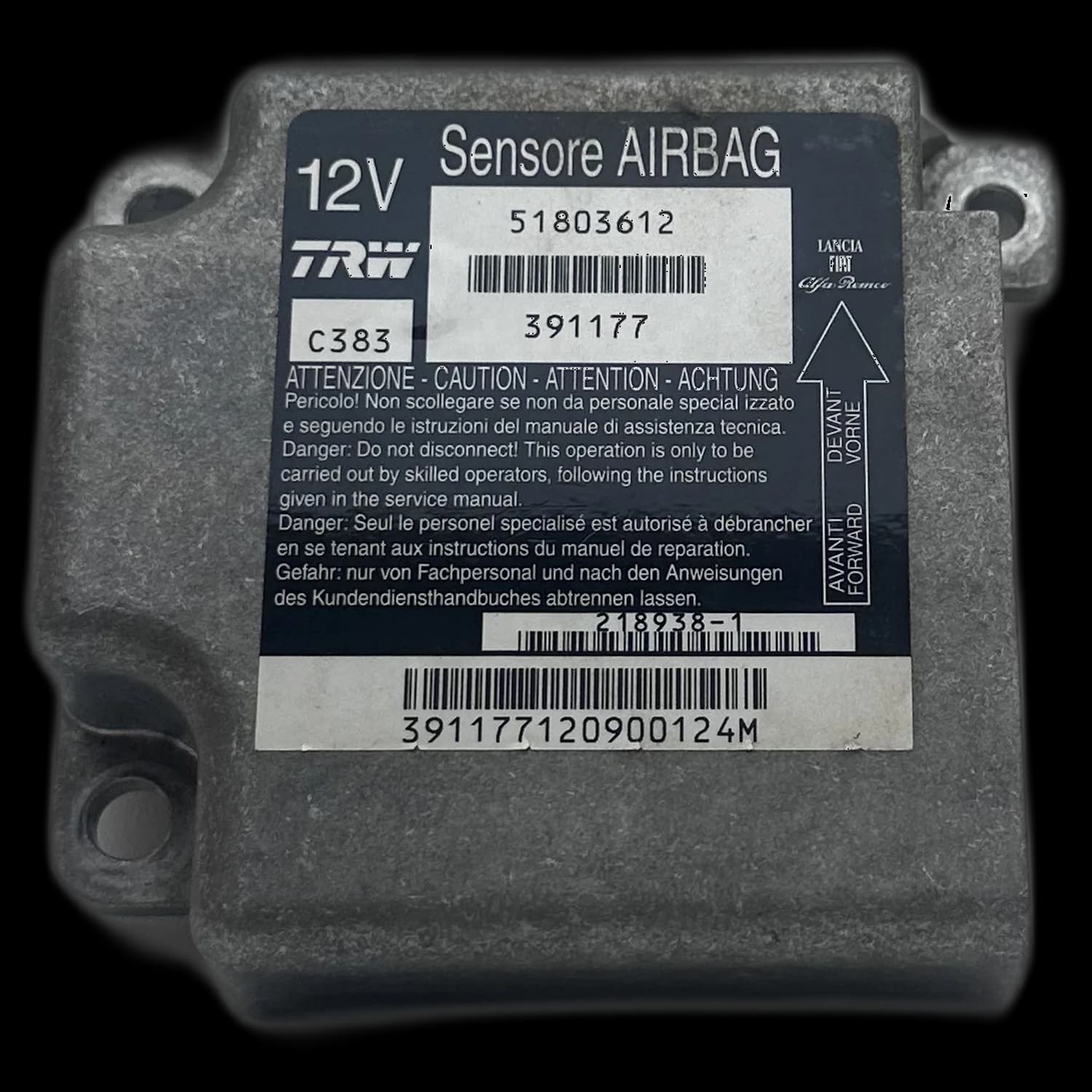 Sterownik poduszek powietrznych 51803612, Etykieta