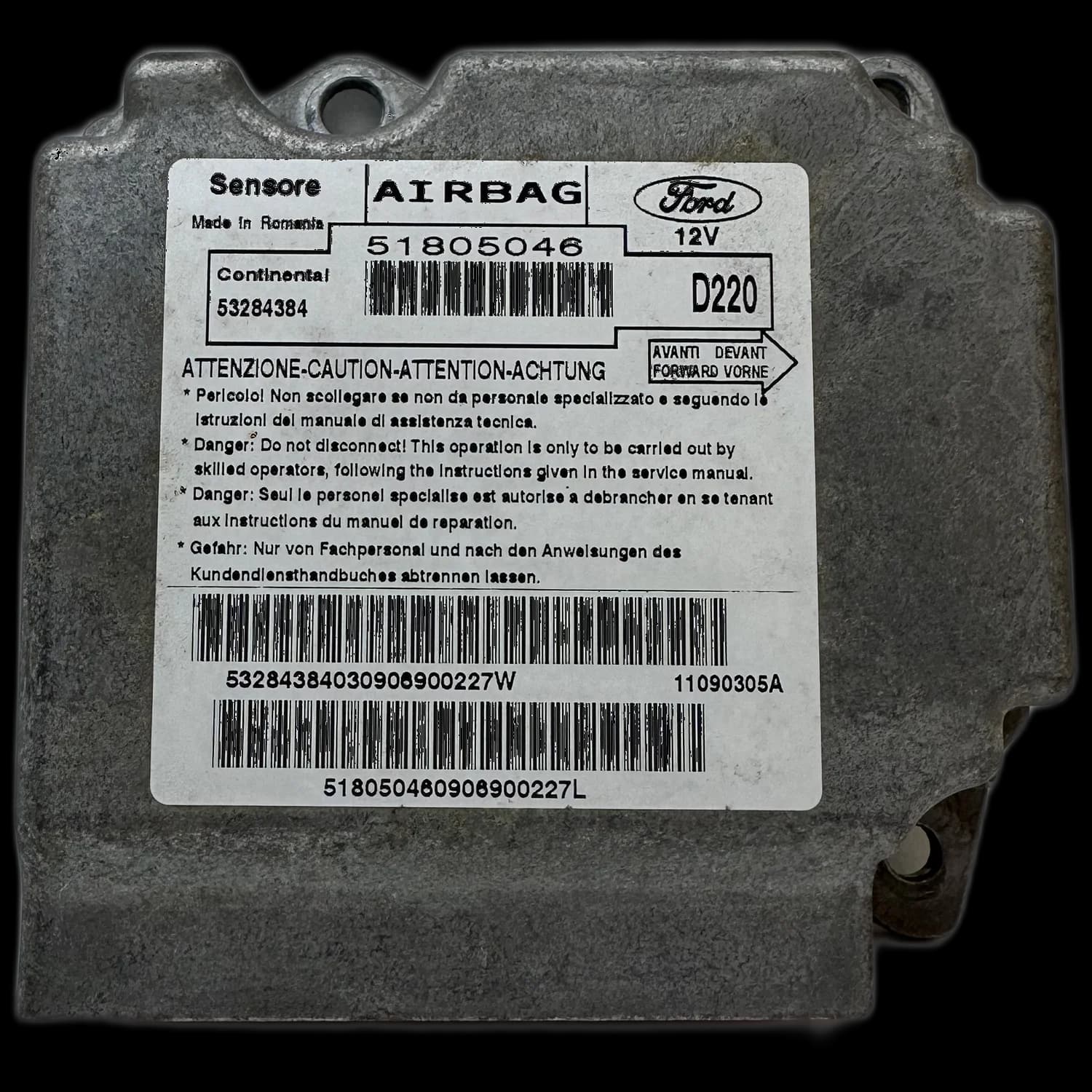 Sterownik poduszek powietrznych 51805046, Etykieta