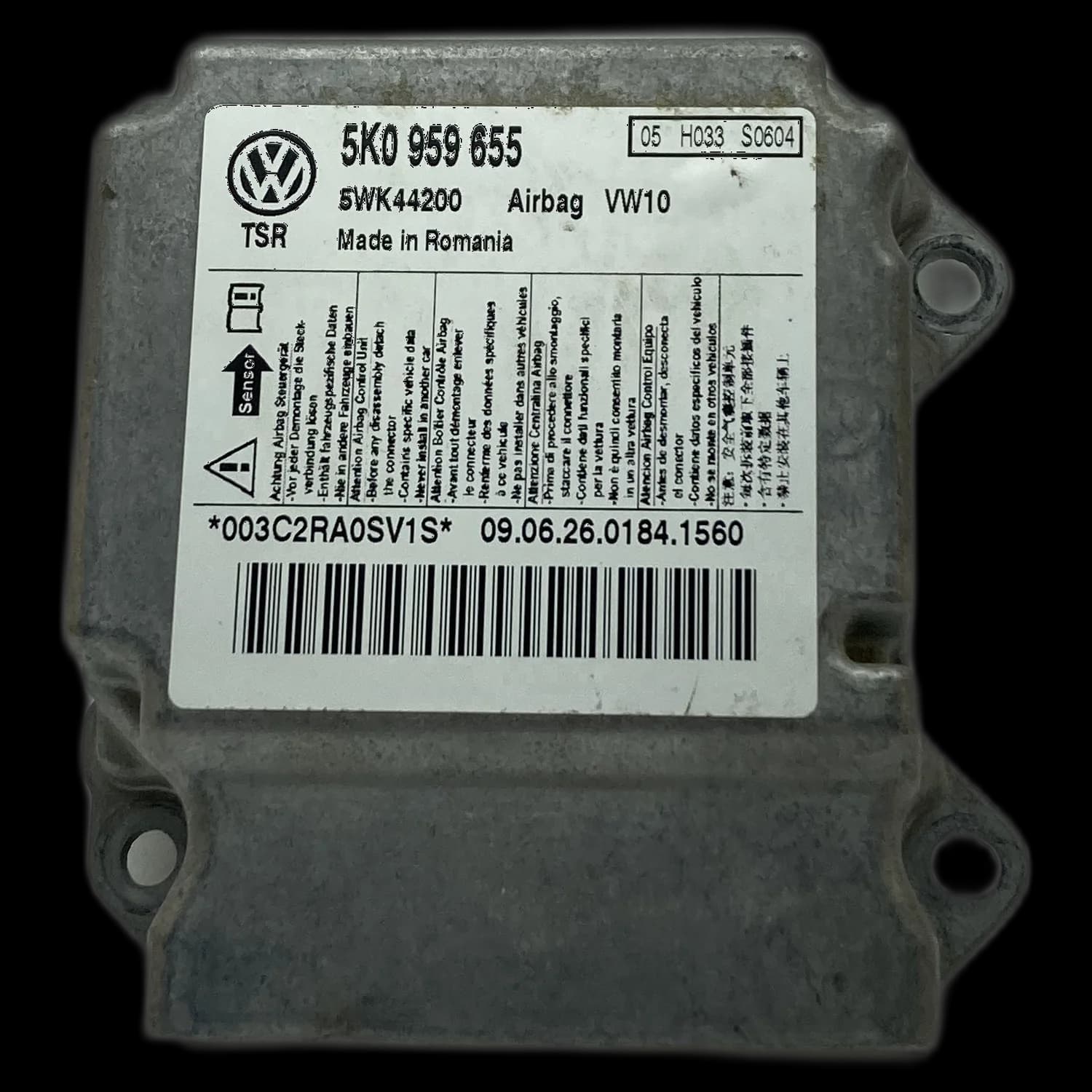 Sterownik poduszek powietrznych 5K0959655, Etykieta