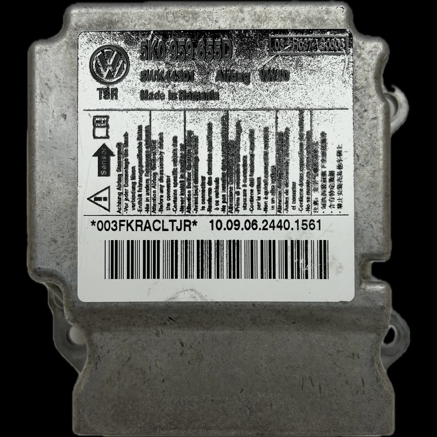 Sterownik poduszek powietrznych 5K0959655D, Etykieta