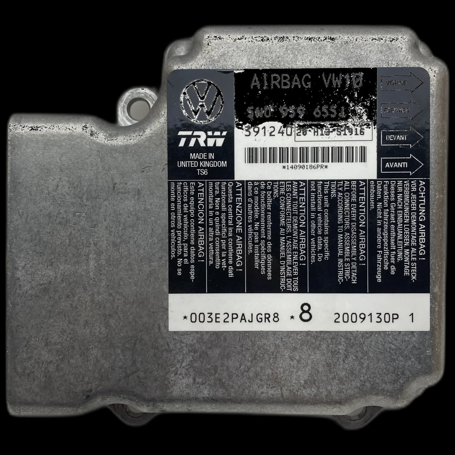 Sterownik poduszek powietrznych 5N0 959 655 J, Etykieta