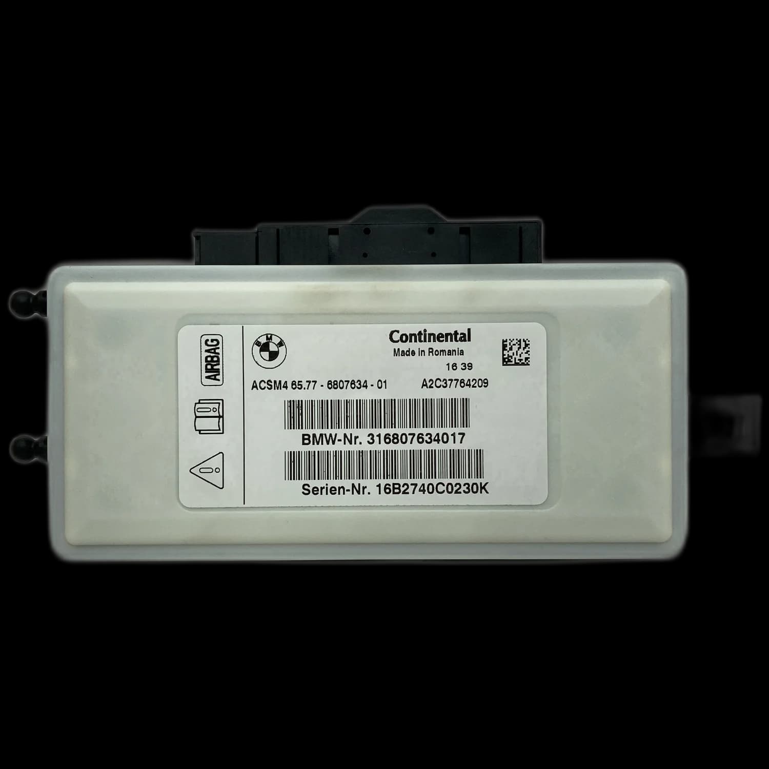 Sterownik poduszek powietrznych 6577-6807634-01, Etykieta