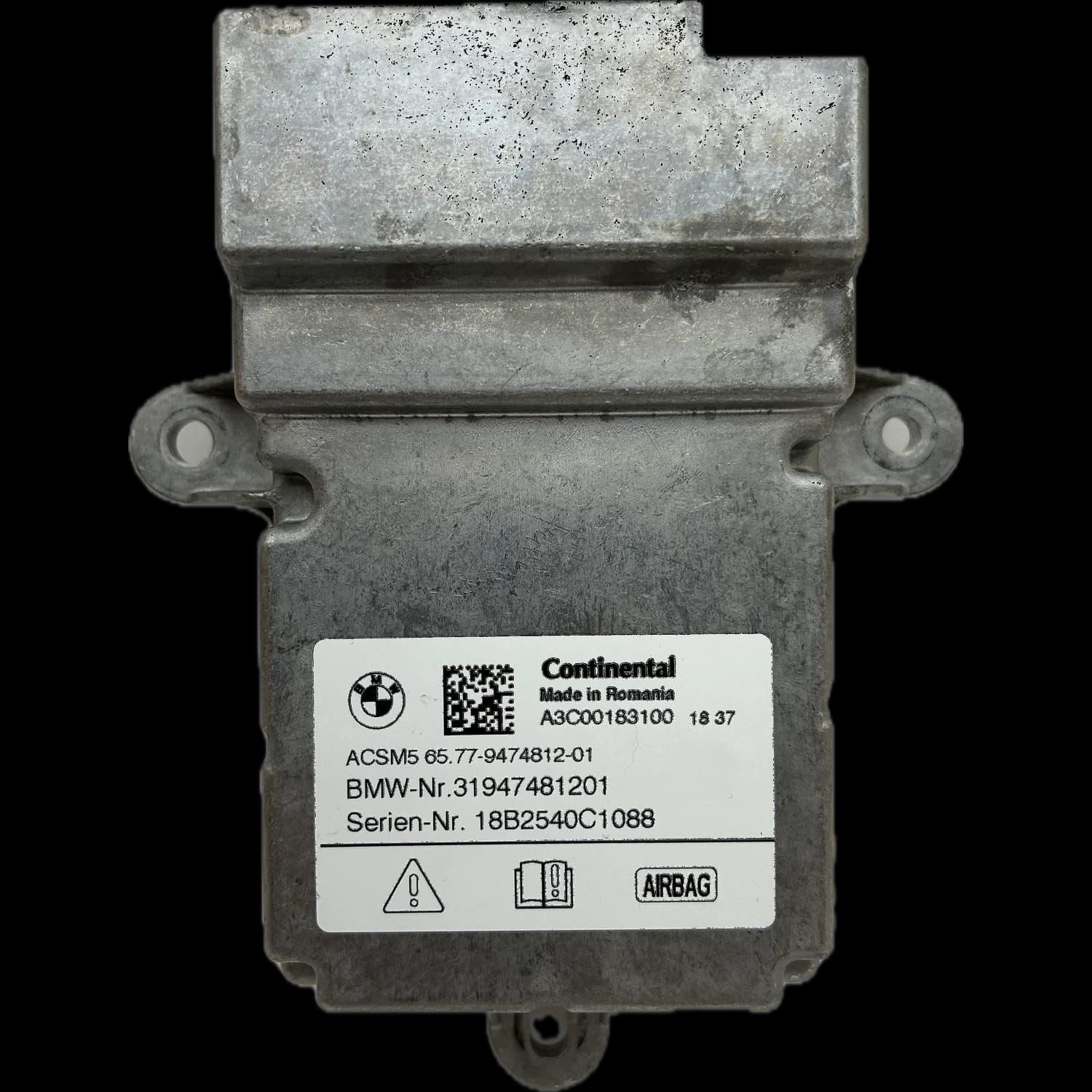 Sterownik poduszek powietrznych 65779474812, Etykieta