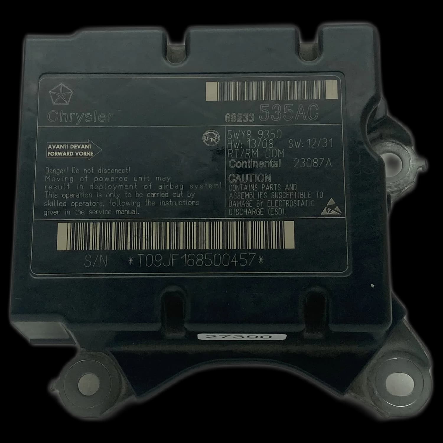 Sterownik poduszek powietrznych 68233535AC, Etykieta