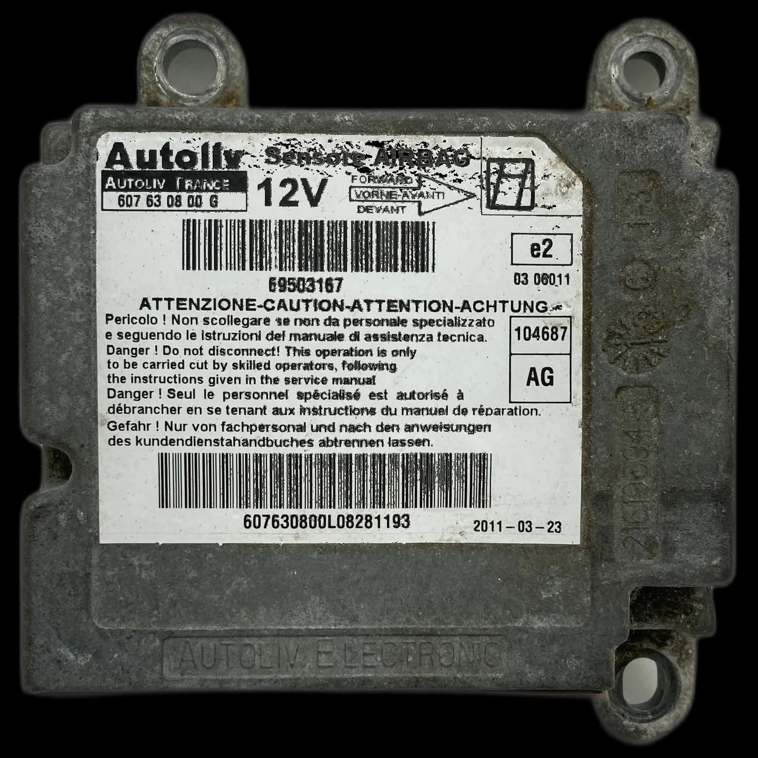 Sterownik poduszek powietrznych 69503167, Etykieta