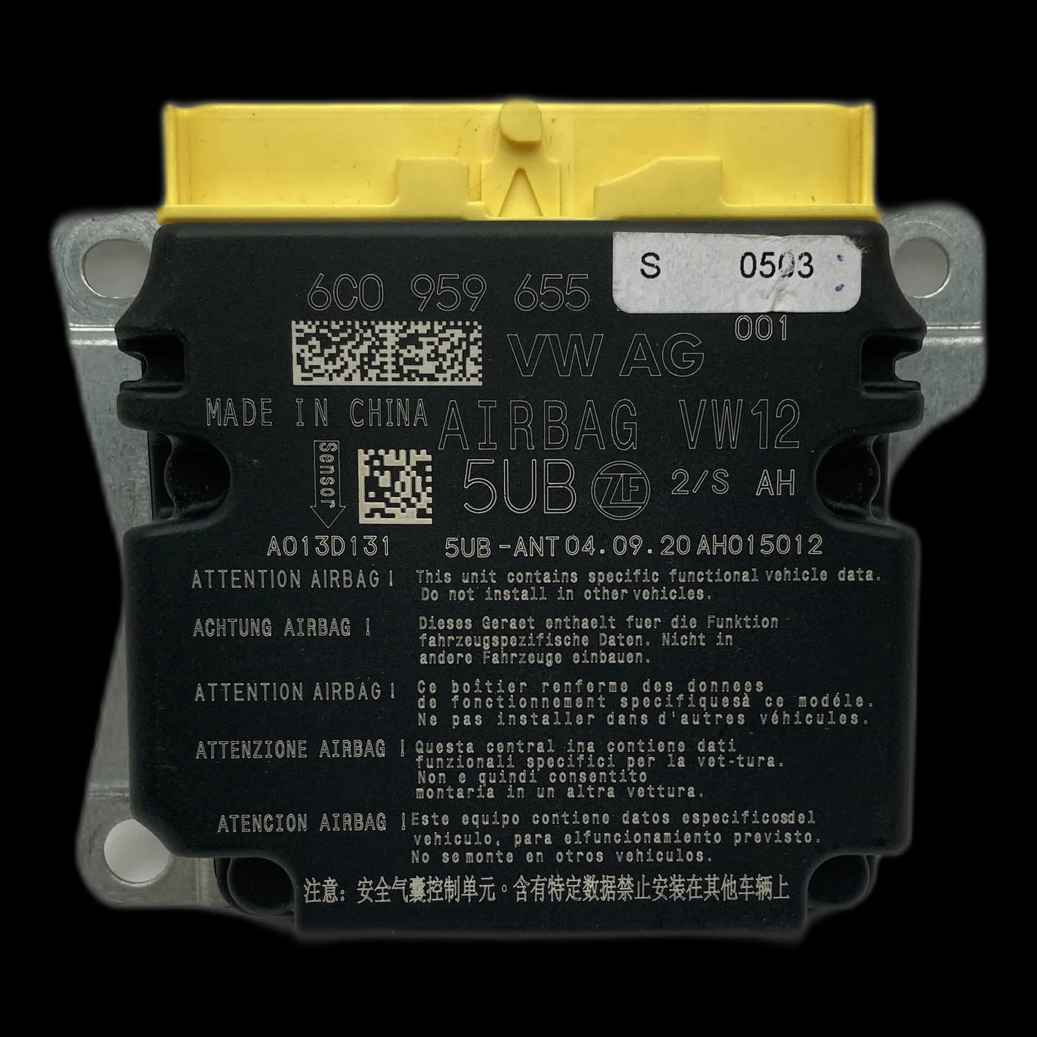 Sterownik poduszek powietrznych 6C0959655, Etykieta