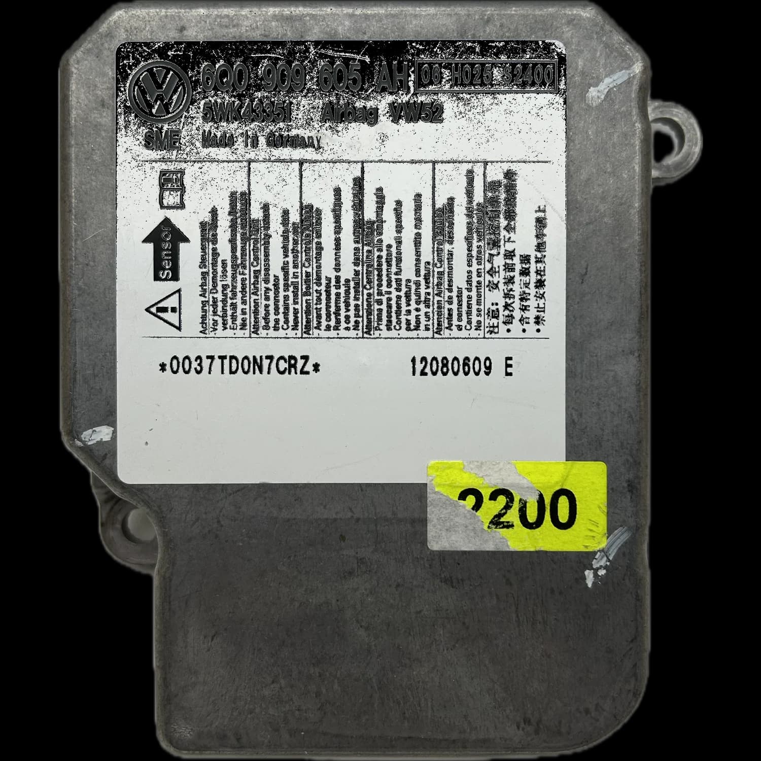 Sterownik poduszek powietrznych 6Q0909605AH, Etykieta