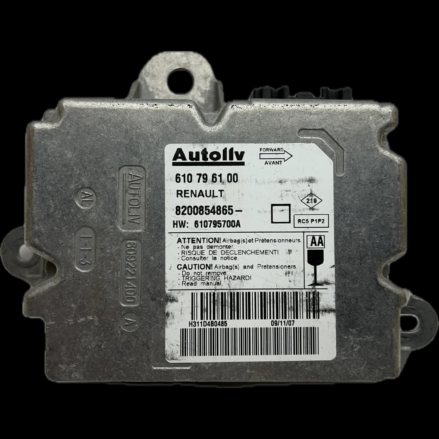 Sterownik poduszek powietrznych 8200854865, Etykieta
