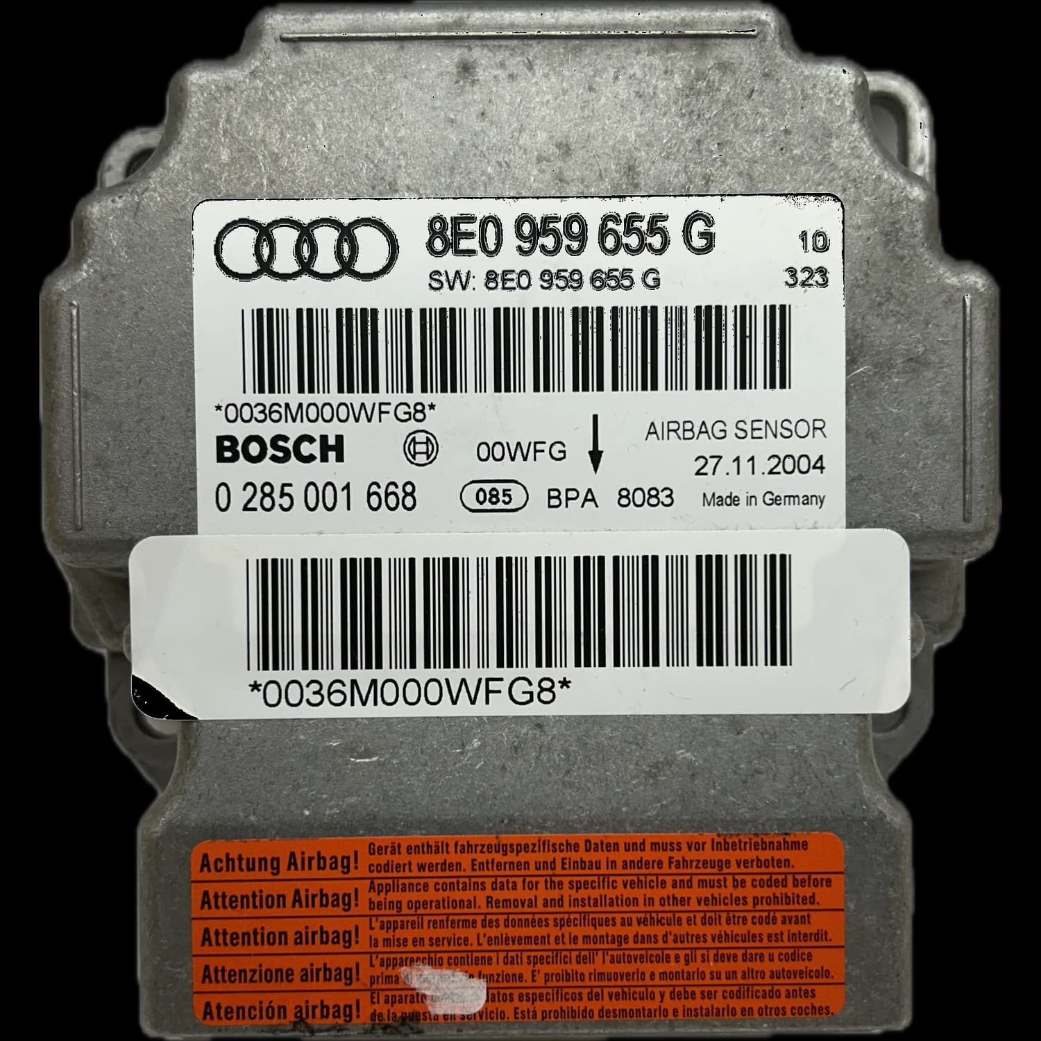 Sterownik poduszek powietrznych 8E0 959 655 G, Etykieta