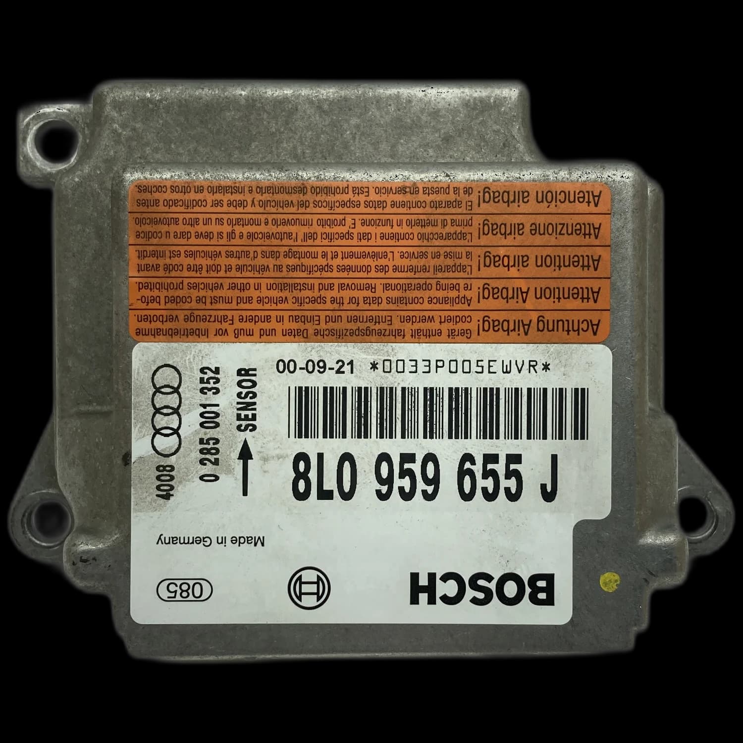 Sterownik poduszek powietrznych 8L0 959 655 J, Etykieta