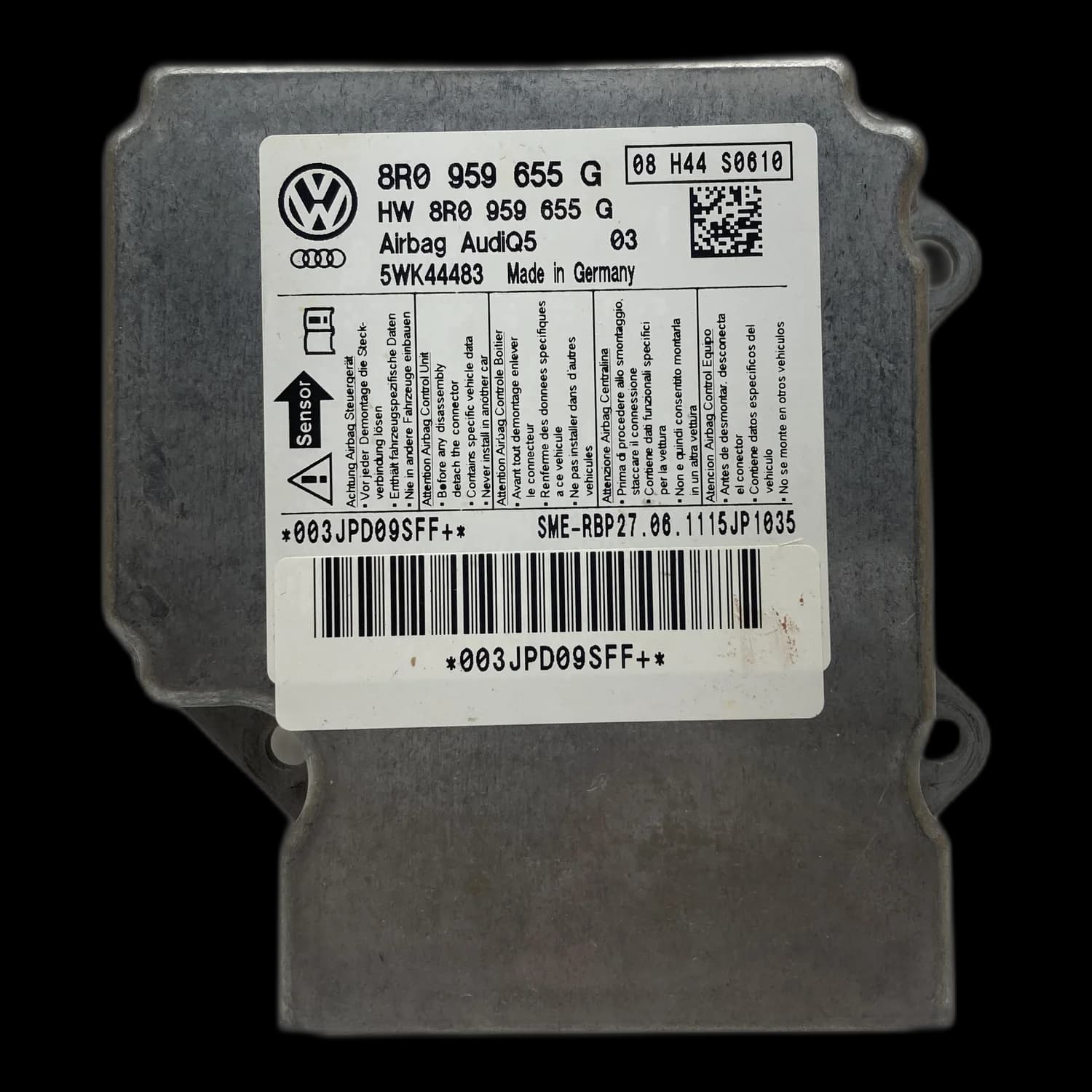 Sterownik poduszek powietrznych 8R0 959 655 G, Etykieta