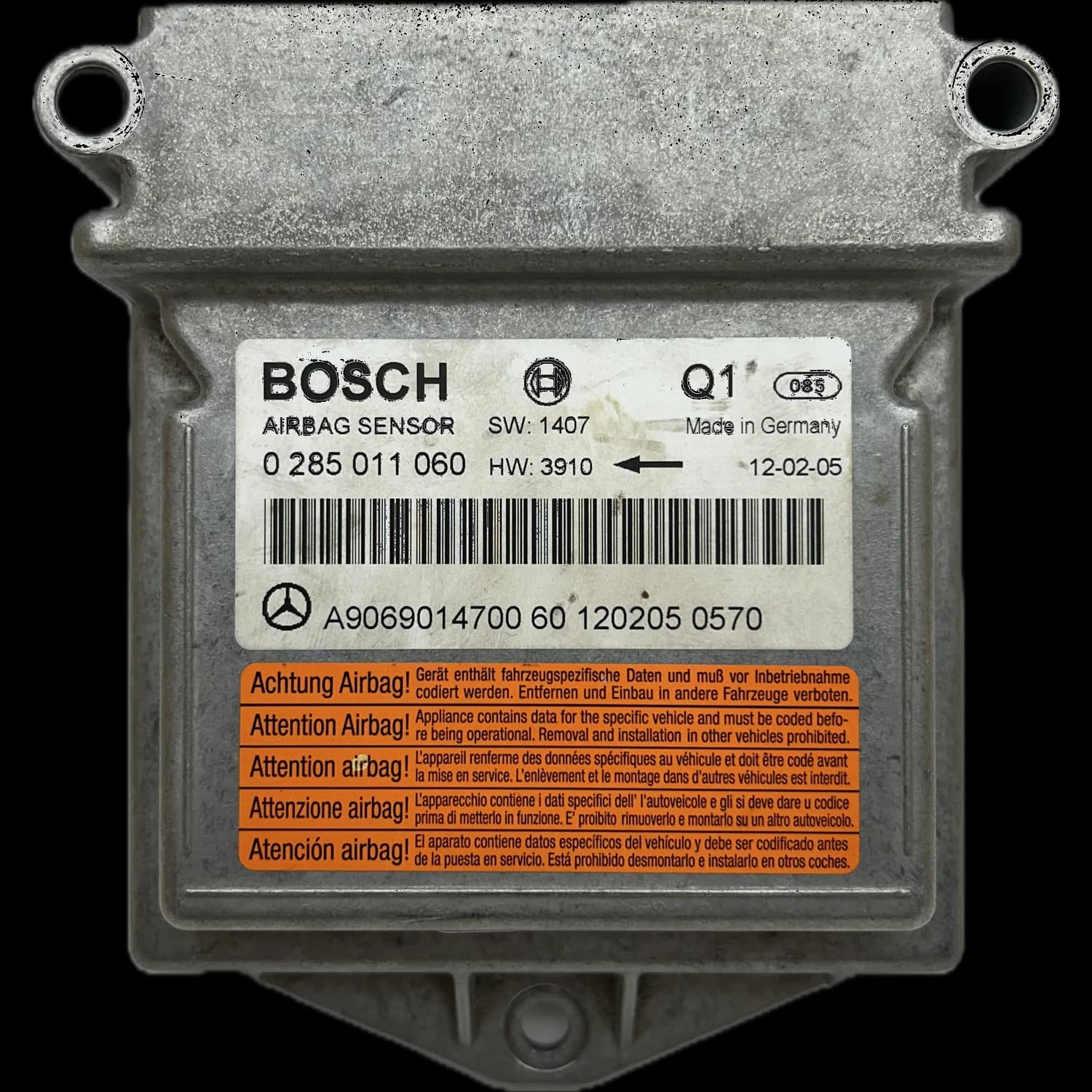 Sterownik poduszek powietrznych A906 901 47 00, Etykieta