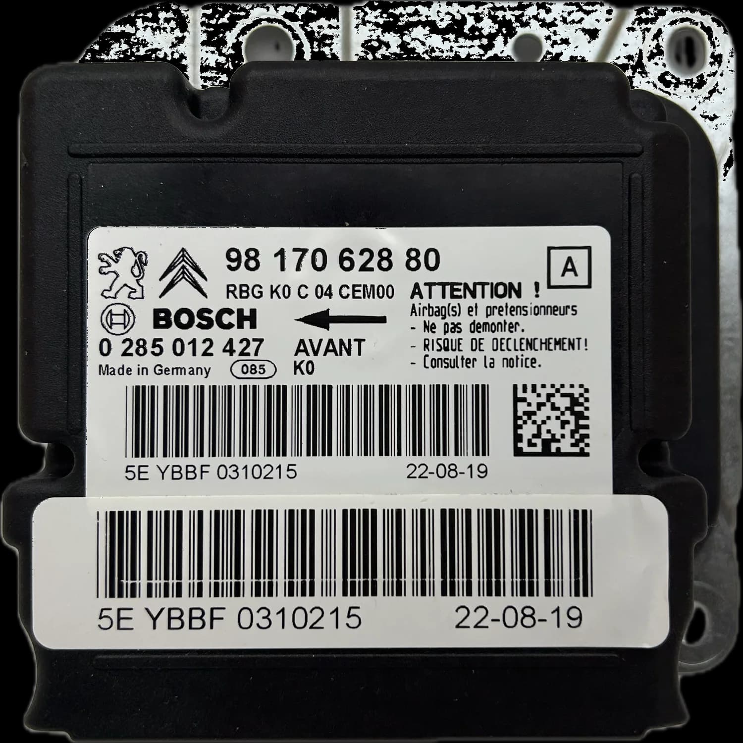 Sterownik poduszek powietrznych 9817062880, Etykieta