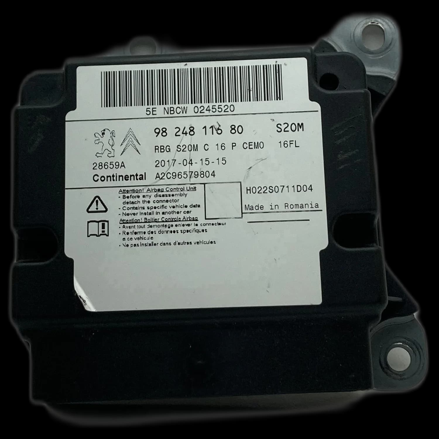 Sterownik poduszek powietrznych 9824811680, Etykieta