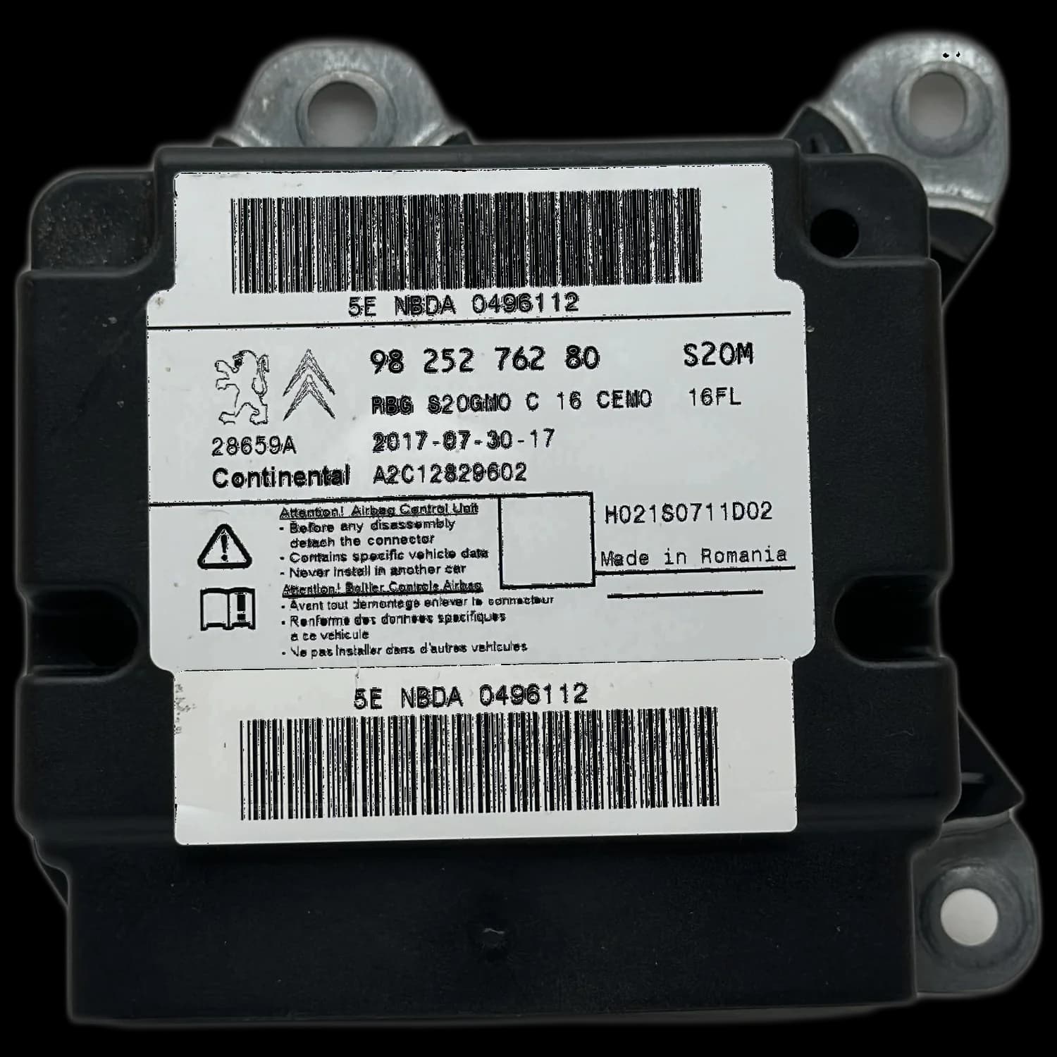 Sterownik poduszek powietrznych 98 252 762 80, Etykieta