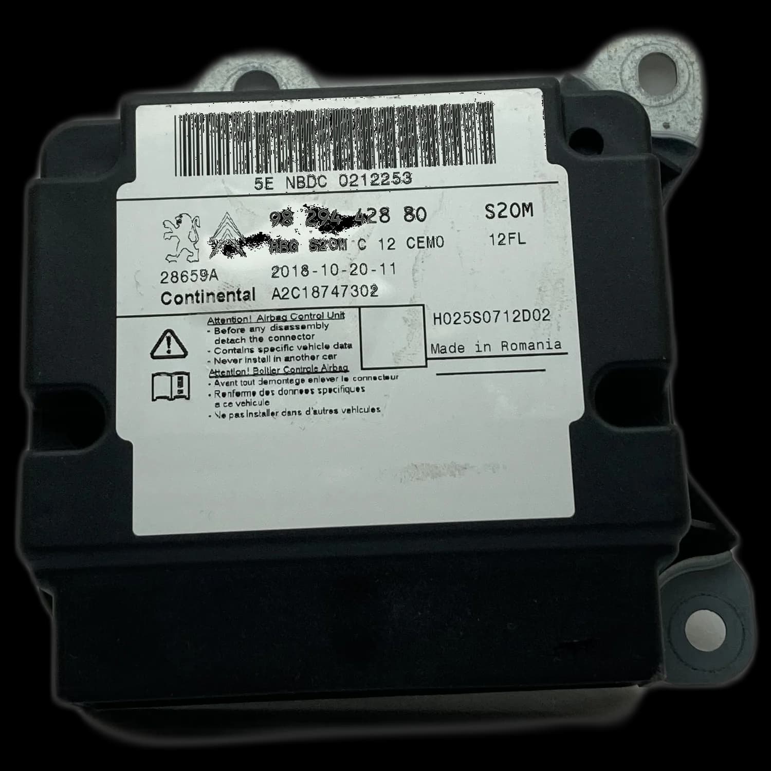 Sterownik poduszek powietrznych 9829442880, Etykieta
